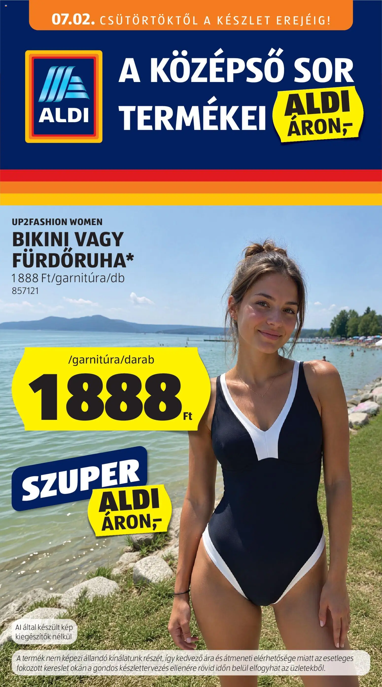 Aldi akciós ujság - amely érvényes a következő dátumtól: 2026.07.02. | Oldal: 1 | Termékek: Bikini, Sör