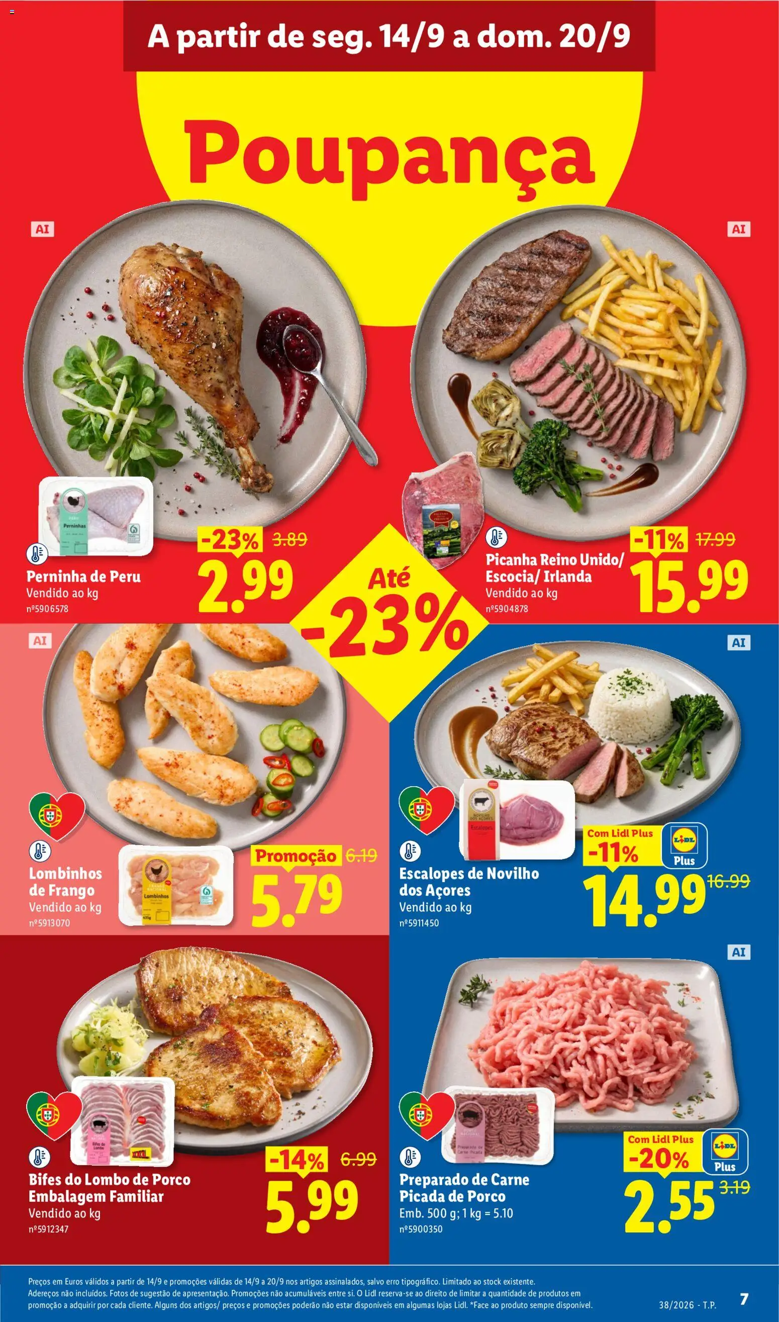 Lidl folheto │ válido de 14/09/2026 | Página: 7 | Produtos: Frango, Carne picada, Lombo, Carne