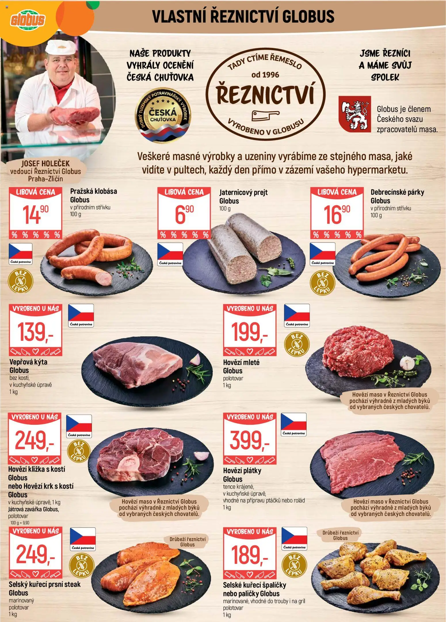 Globus leták - Praha Zličín od 06.05.2026 | Strana: 5 | Produkty: Steak, Klobása, Maso, Kýta