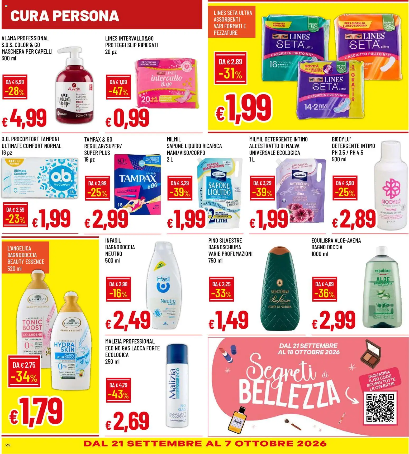Volantino Galassia del 17/09/2026 | Pagina: 22 | Prodotti: Crema, Lacca, Sapone, Olio