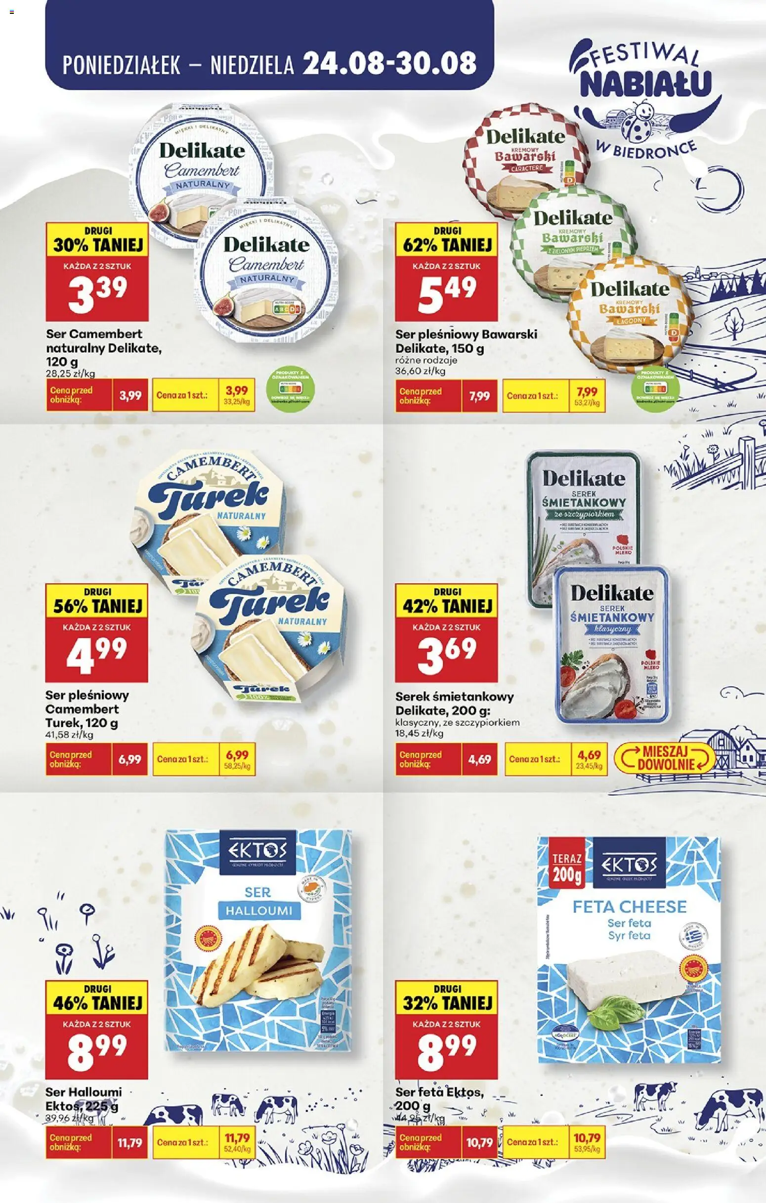 Biedronka Polsko leták - Festiwal nabiału od 24.08.2026 | Strana: 4 | Produkty: Mléko, Sýr, Halloumi, Feta