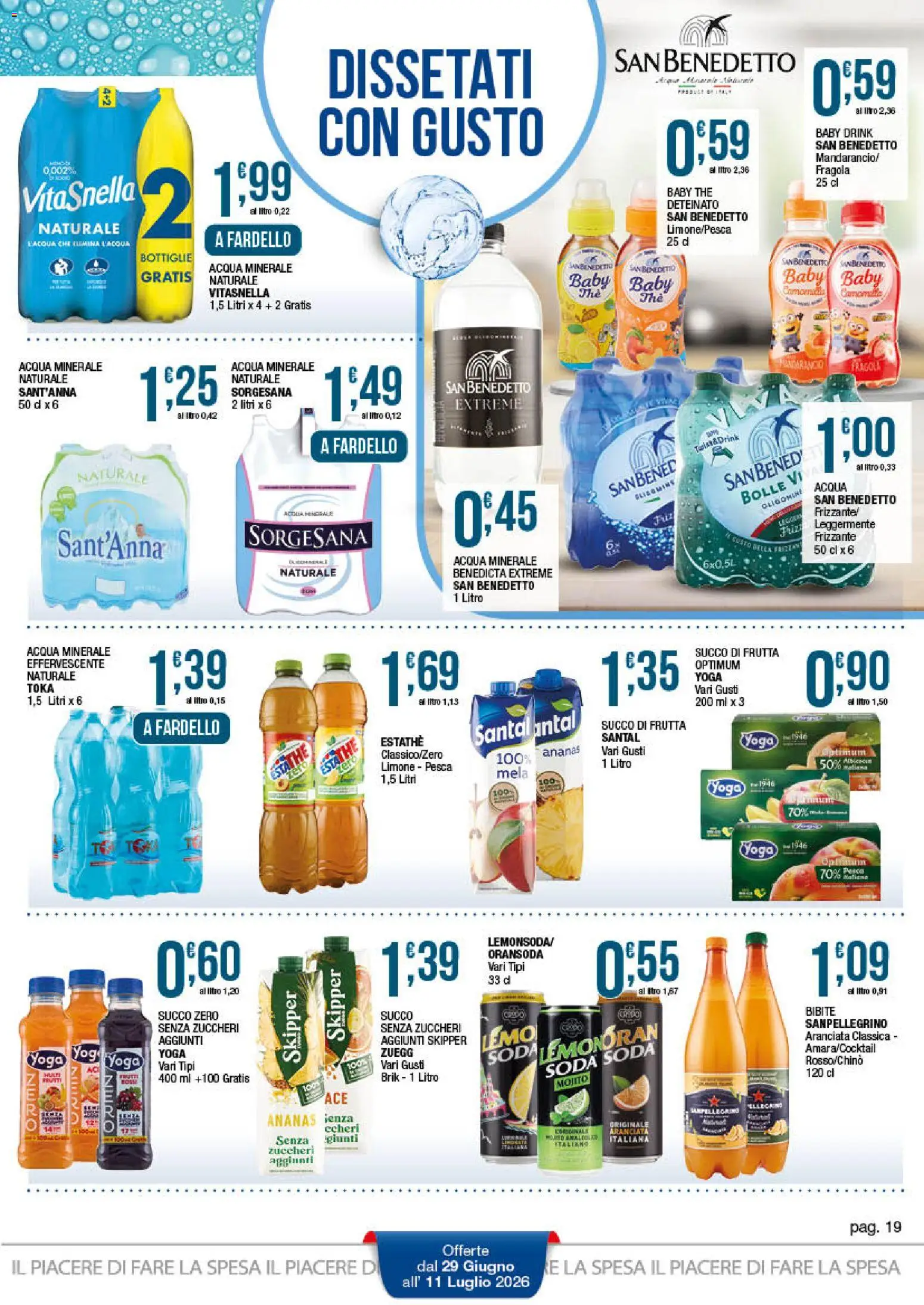 Volantino Sidis del 29/06/2026 | Pagina: 19 | Prodotti: Acqua, Pesca, Ananas, Succo di frutta