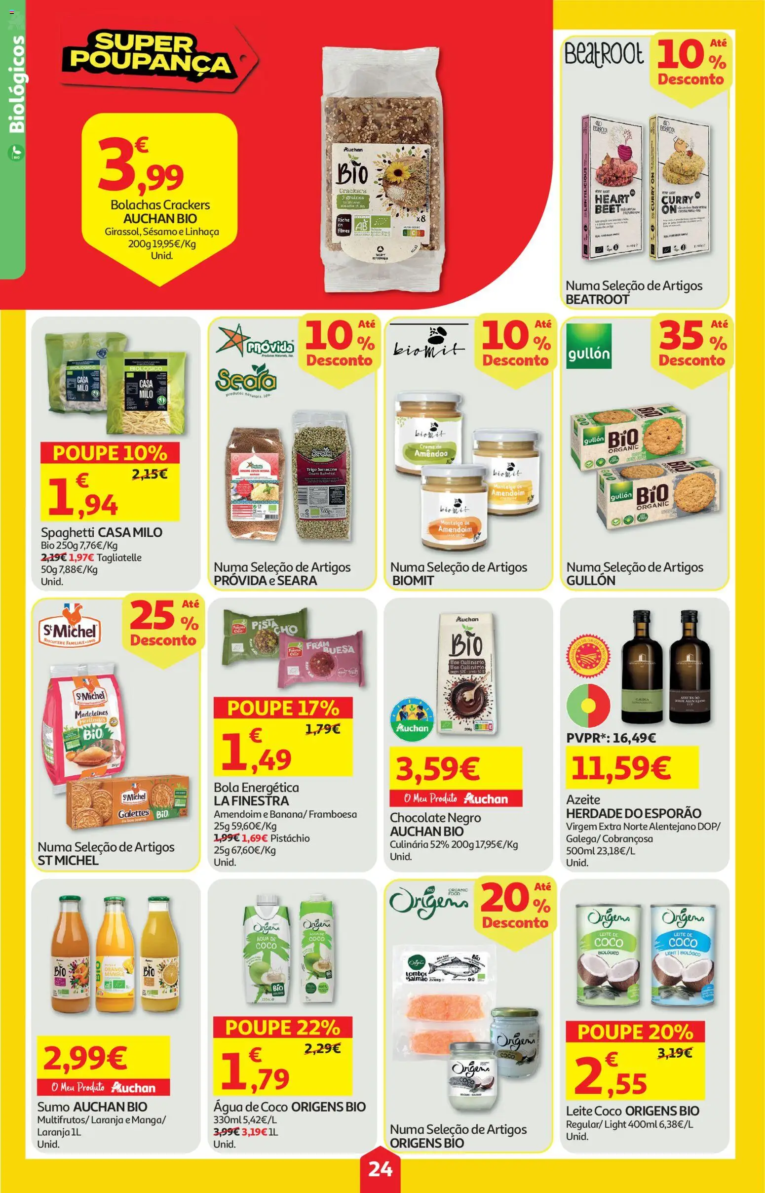 Auchan folheto │ válido de 04.06.2026 | Página: 24 | Produtos: Manteiga de amendoim, Azeite, Bolachas, Sumo