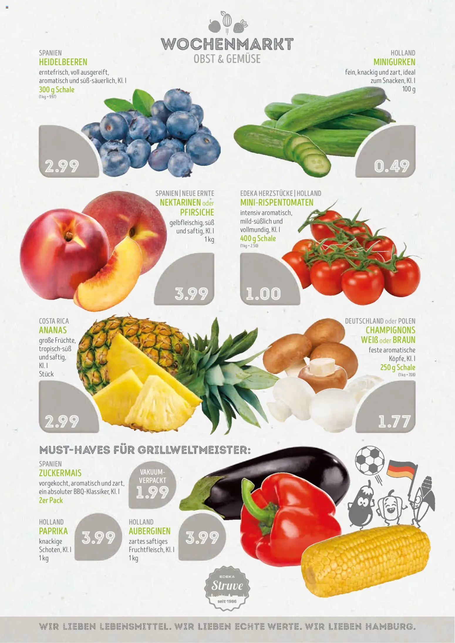 Edeka Struve Prospekt – gültig ab 22.06.2026 | Seite: 2 | Produkte: Heidelbeeren, Champignons, Paprika, Obst