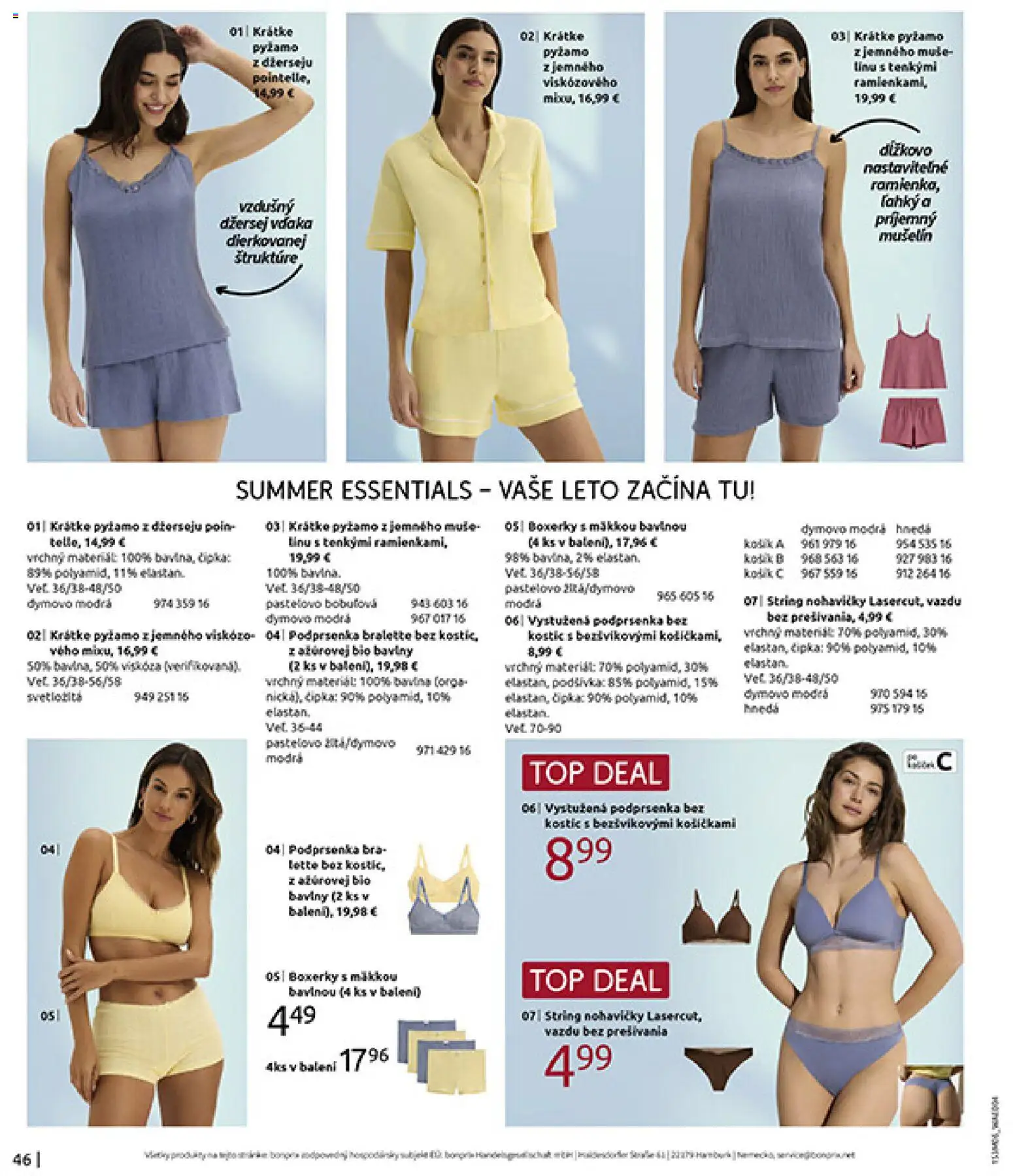 Nové Bonprix akcie – leták je platný od 15.06.2026 | Strana: 48 | Produkty: Nohavičky, Podprsenka, Pyžamo, Boxerky