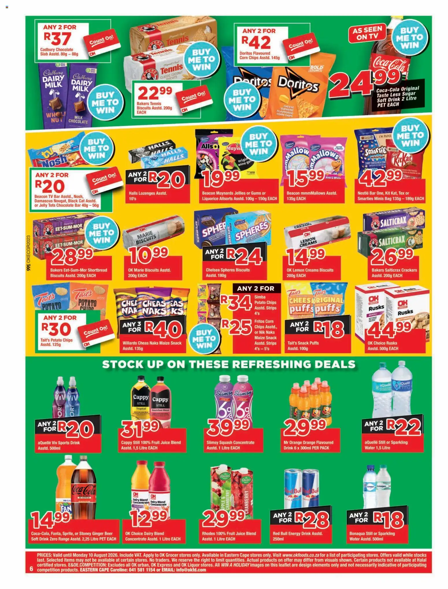 New OK Foods catalogue – valid from 24/07/2026 | Page: 6 | Products: Chips, Lozenges, Dairy blend, Sugar