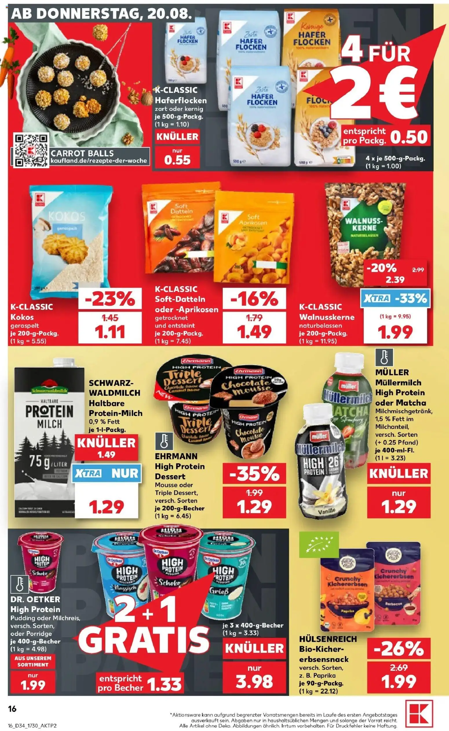 Prospekt Kaufland ab 20.08.2026 » Angebote Online zum Blättern | Seite: 16 | Produkte: High protein pudding, Pudding, Paprika, Flocken