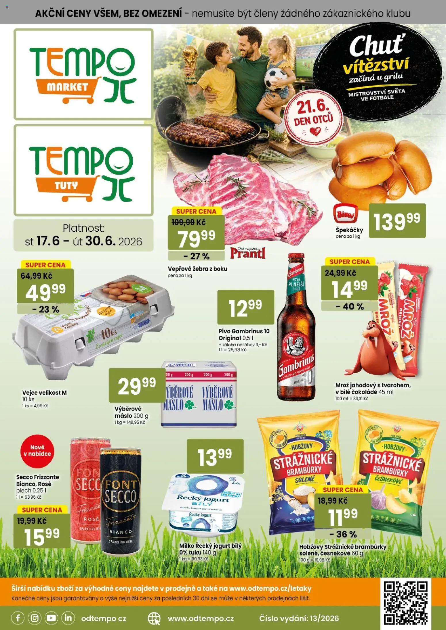 Tempo leták - Tuty od 17.06.2026 | Strana: 1 | Produkty: Řecký jogurt, Strážnické brambůrky, Máslo, Vejce