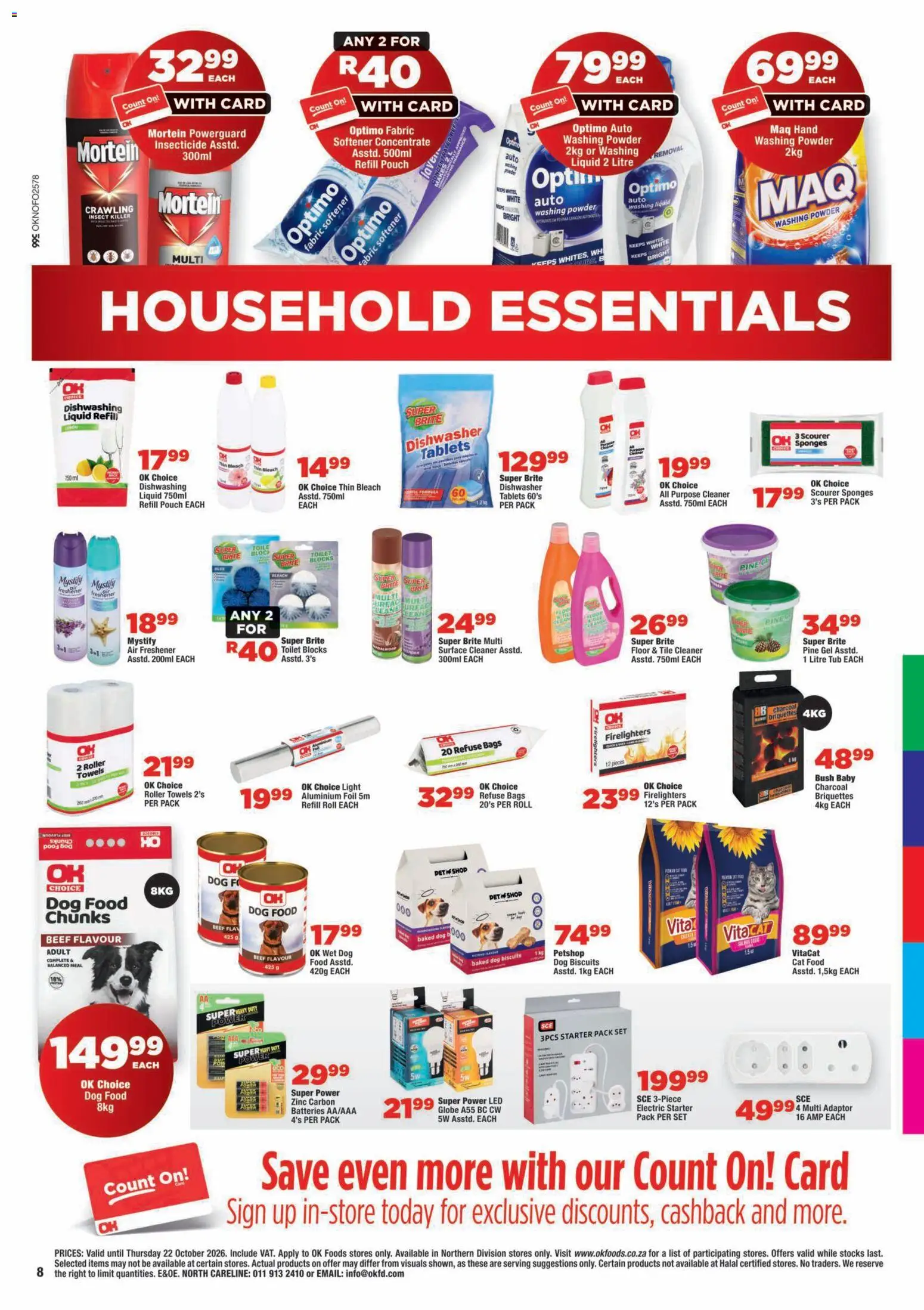 New OK Foods catalogue – valid from 14/10/2026 | Page: 8 | Products: Powder, Beef, Washing powder, Dishwashing liquid