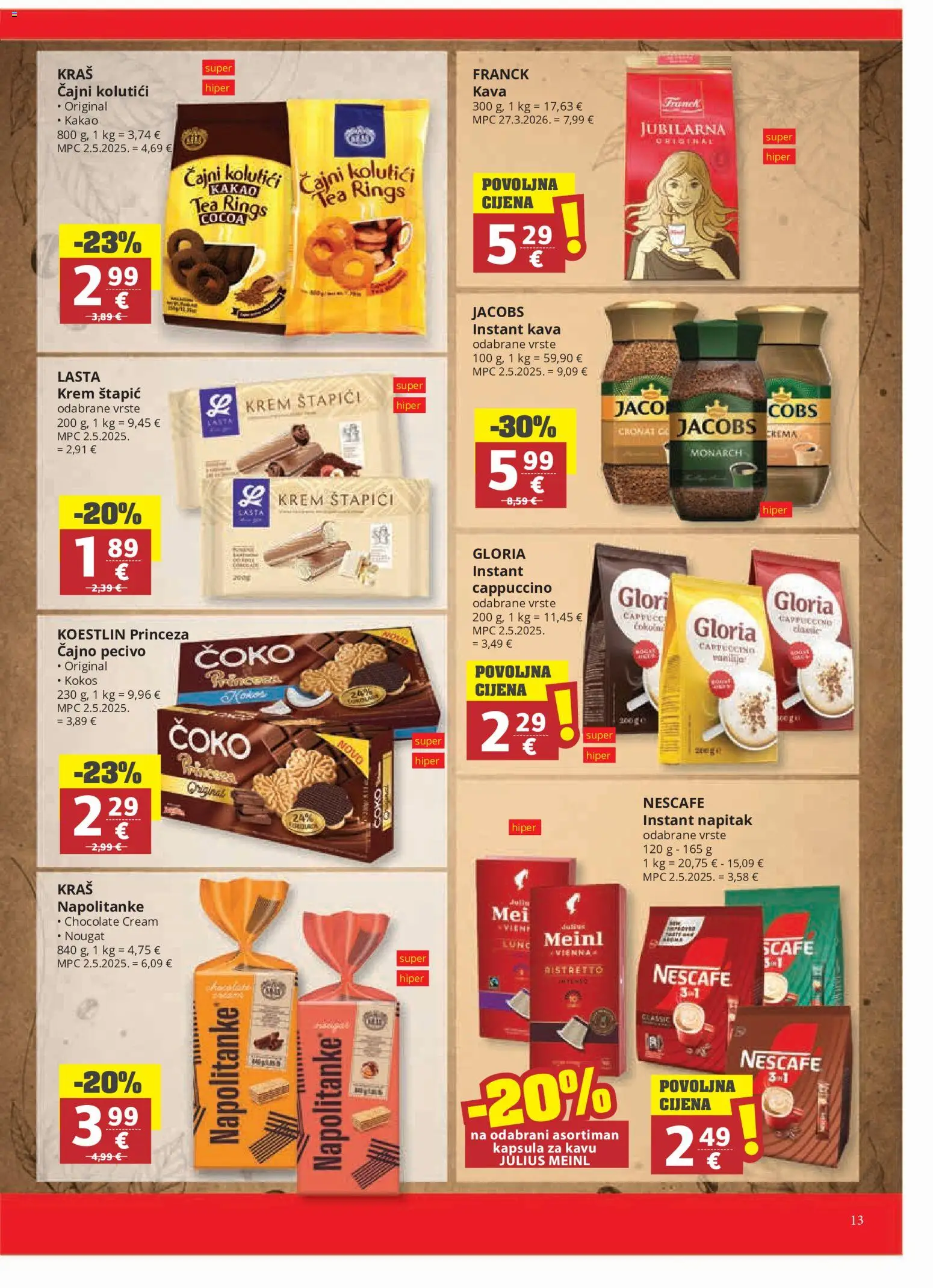 Ribola katalog | vrijedi od 07.09.2026 | Stranica: 13 | Proizvodi: Čajni kolutići, Napolitanke, Čajno pecivo, Kapsula