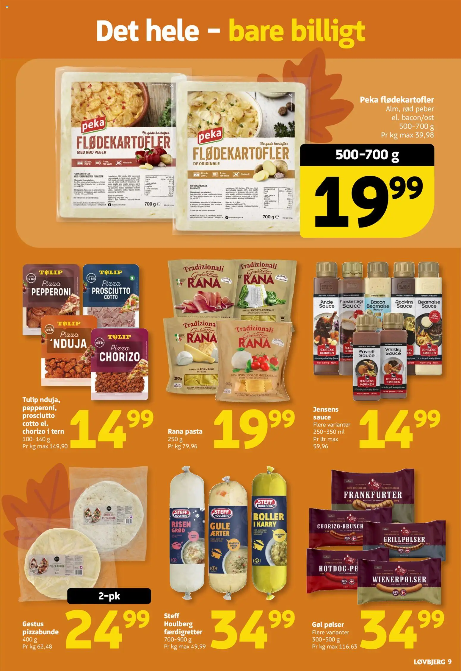 Løvbjerg tilbudsavis – gyldig fra 16/10/2026 | Side: 9 | Produkter: Pølser, Peber, Grillpølser, Mozzarella