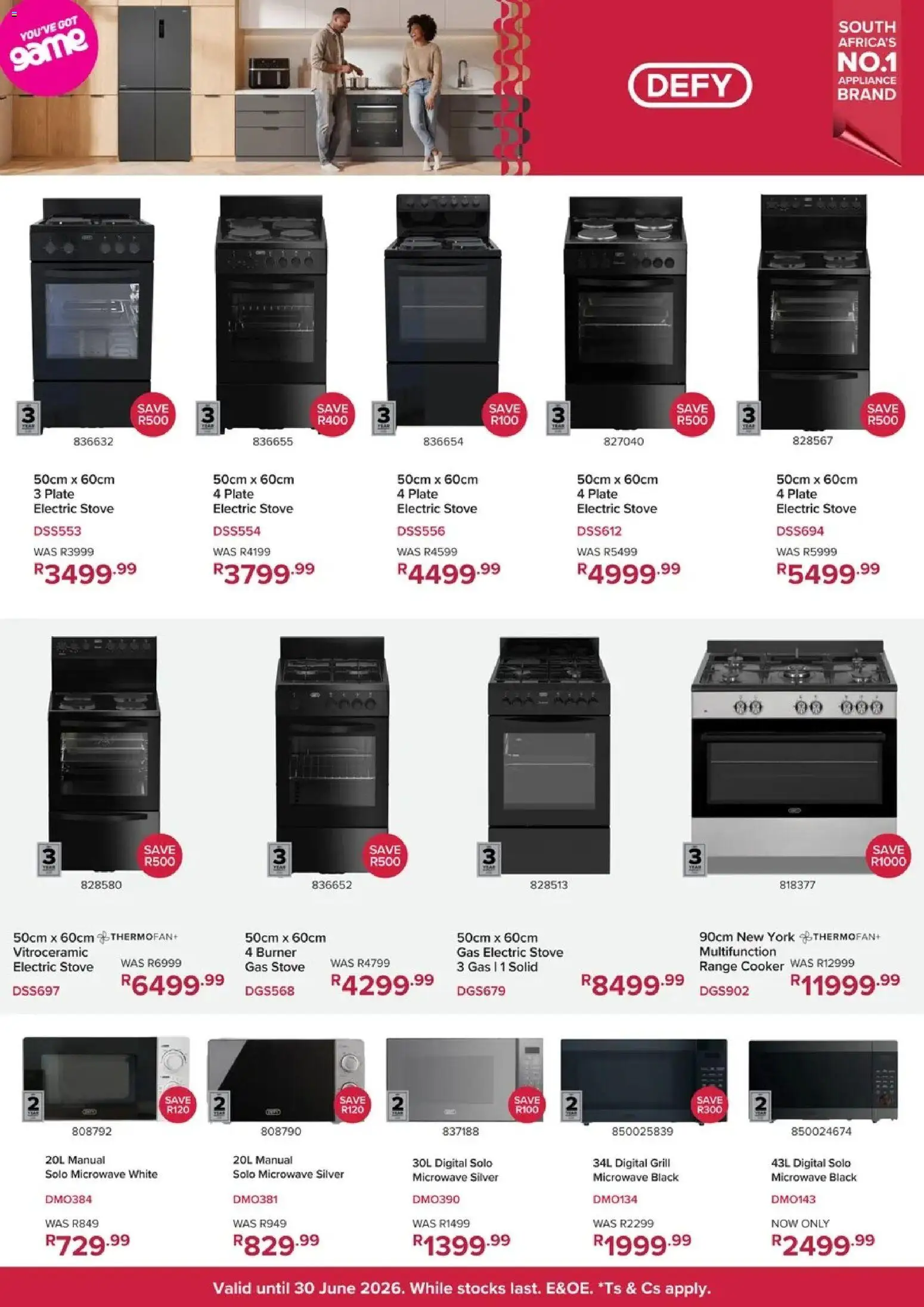 Game - Defy valid from 26/06/2026 | Page: 2 | Products: Stove, Game, Grill, Microwave