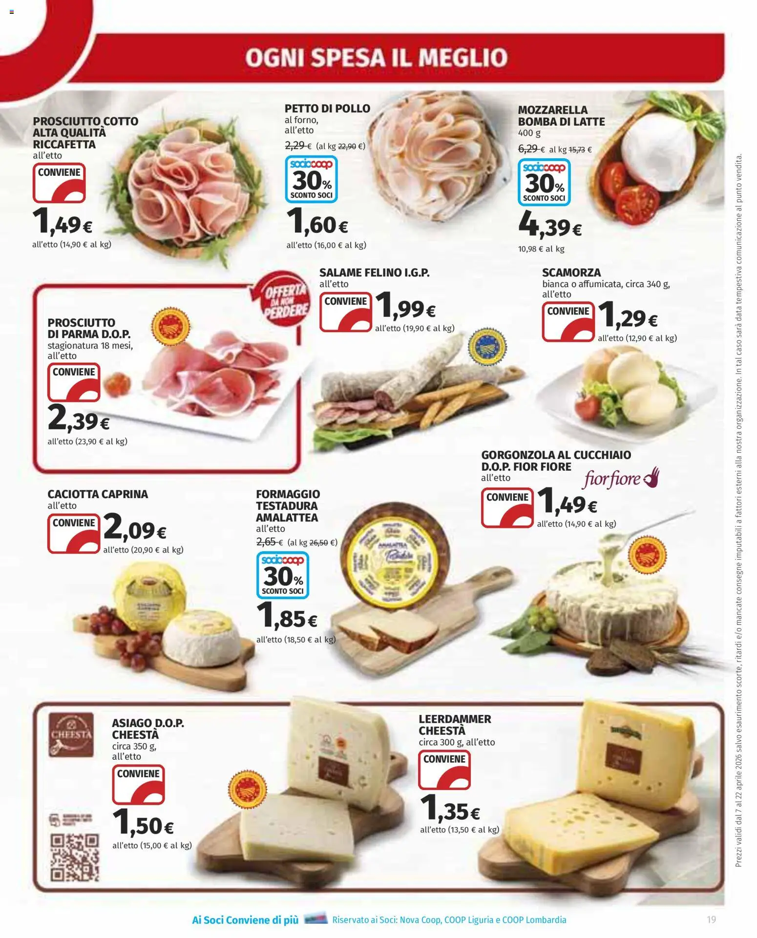 Volantino Ipercoop del 07.04.2026 | Pagina: 19 | Prodotti: Petto di Pollo, Salame, Latte, Formaggio