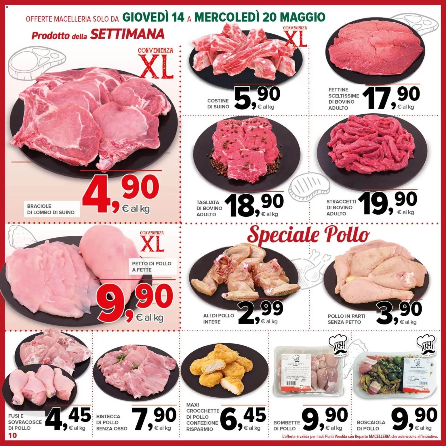Volantino Todis del 14.05.2026 | Pagina: 10 | Prodotti: Bovino, Petto di Pollo, Suino, Crocchette