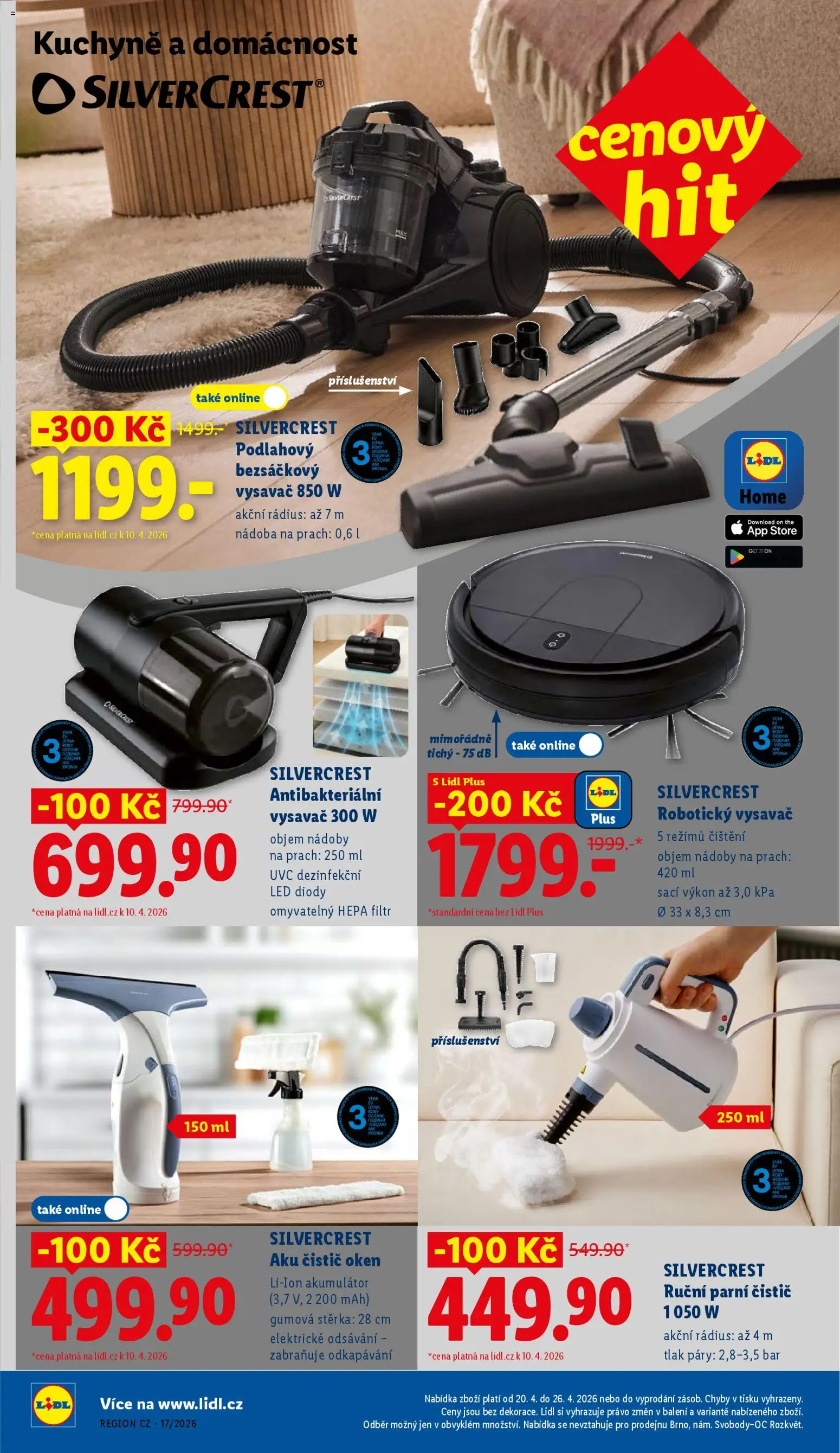 Lidl leták od 20.04.2026 | Strana: 34 | Produkty: Vysavač, Bezsáčkový vysavač, Kuchyně, Antibakteriální vysavač