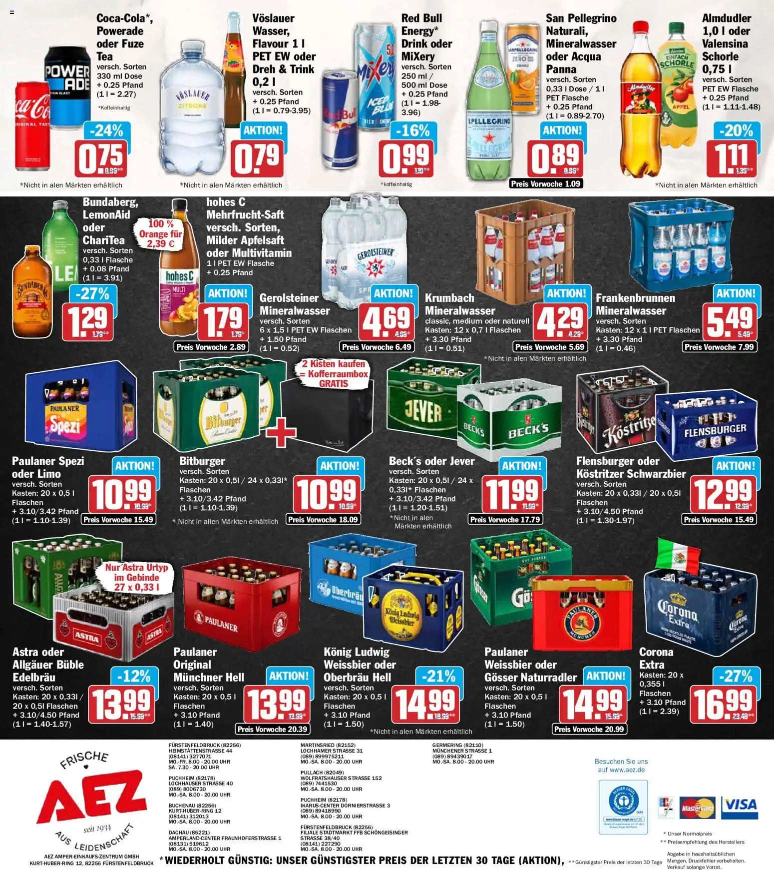 AEZ Prospekt – gültig ab 05.10.2026 | Seite: 16 | Produkte: Weißbier, Flensburger, Powerade, Gerolsteiner