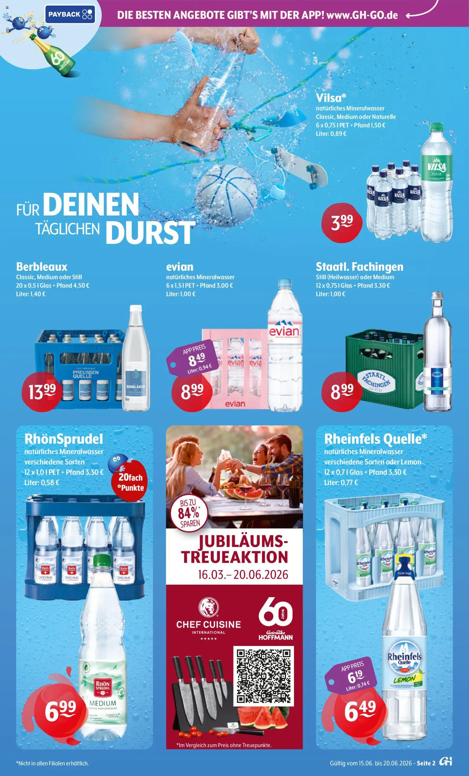 Trink und Spare Prospekt – gültig ab 15.06.2026 | Seite: 2 | Produkte: Mineralwasser, Rhonsprudel, Rheinfels quelle