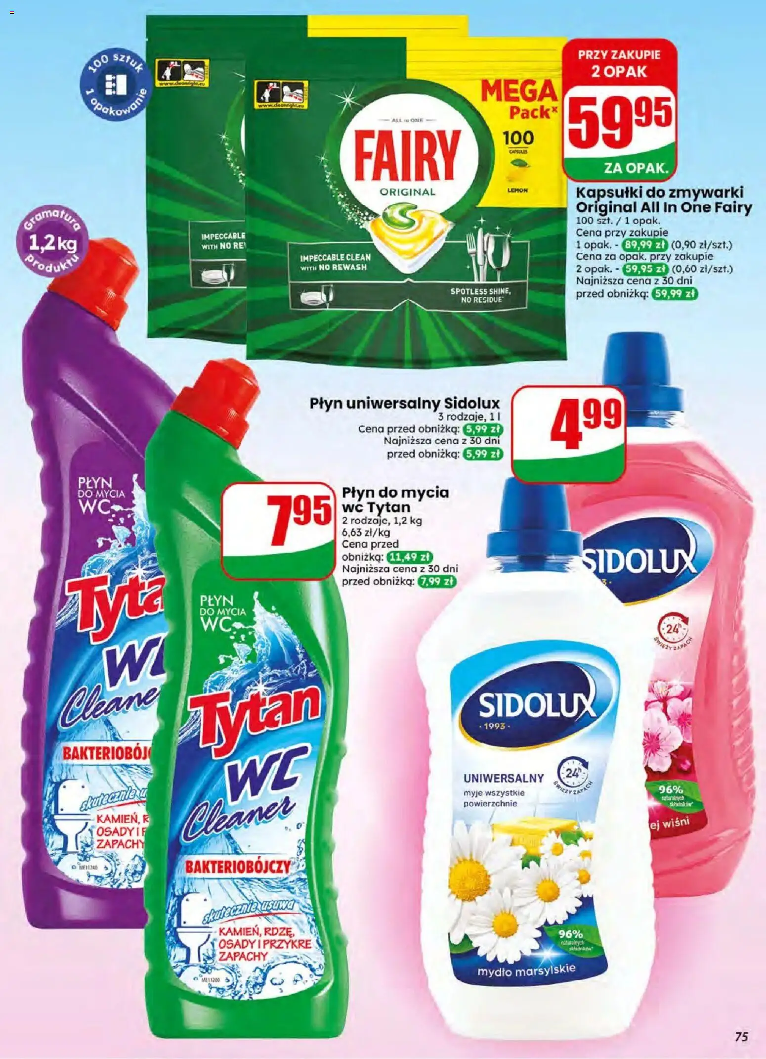 Dino gazetka od 08.07.2026 | Strona: 75 | Produkty: Cleaner, Fairy, Mydło, Kapsułki do zmywarki