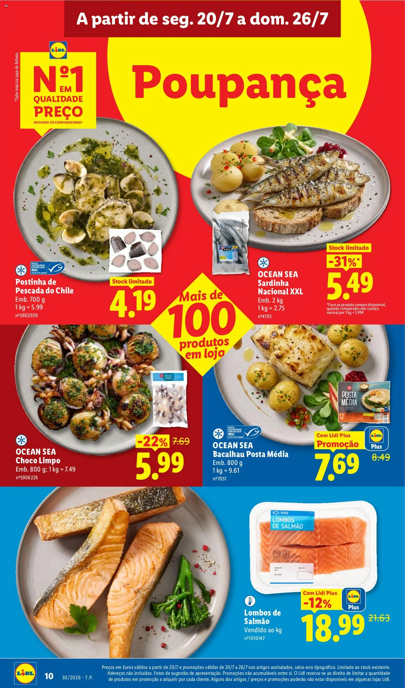 Lidl folheto │ válido de 20/07/2026 | Página: 10 | Produtos: Bacalhau, Pescada, Salmão, Peixe