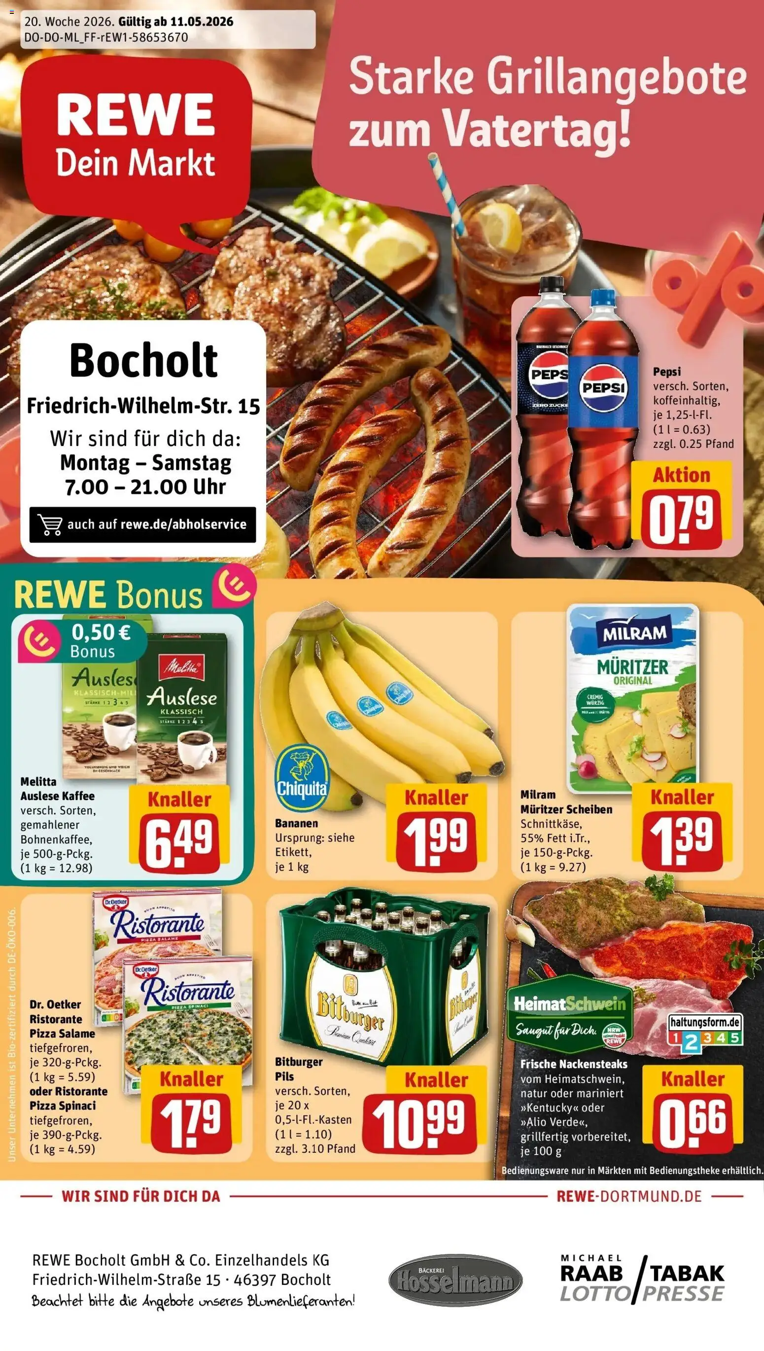 Rewe Prospekt Bocholt	 – gültig ab 10.05.2026 | Seite: 1 | Produkte: Ristorante, Nackensteaks, Presse, Pepsi
