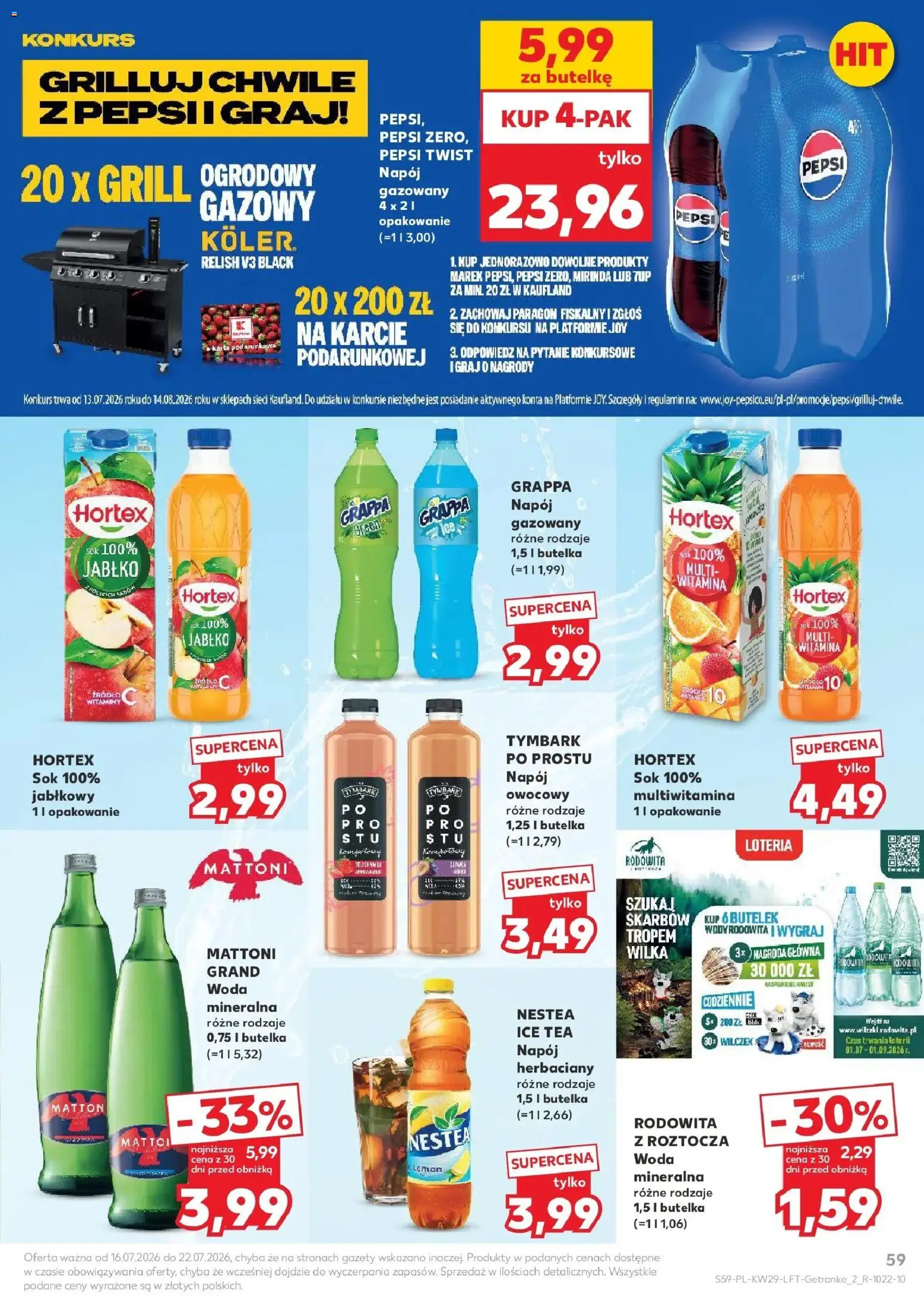 Kaufland gazetka od 16.07.2026 | Strona: 59 | Produkty: Karta, Ice Tea, Tymbark, Grappa