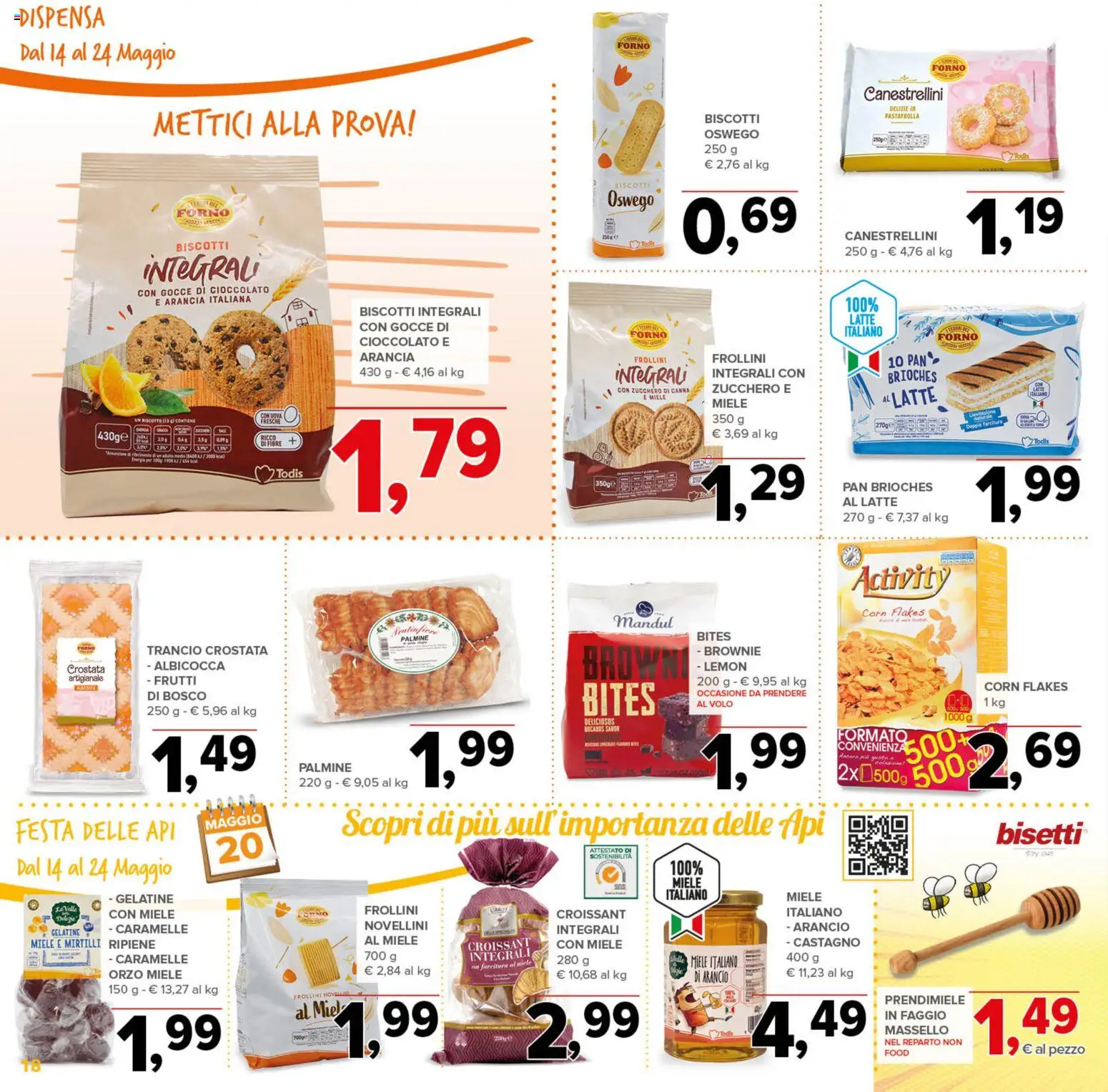 Volantino Todis del 14.05.2026 | Pagina: 18 | Prodotti: Uova, Biscotti, Zucchero, Latte