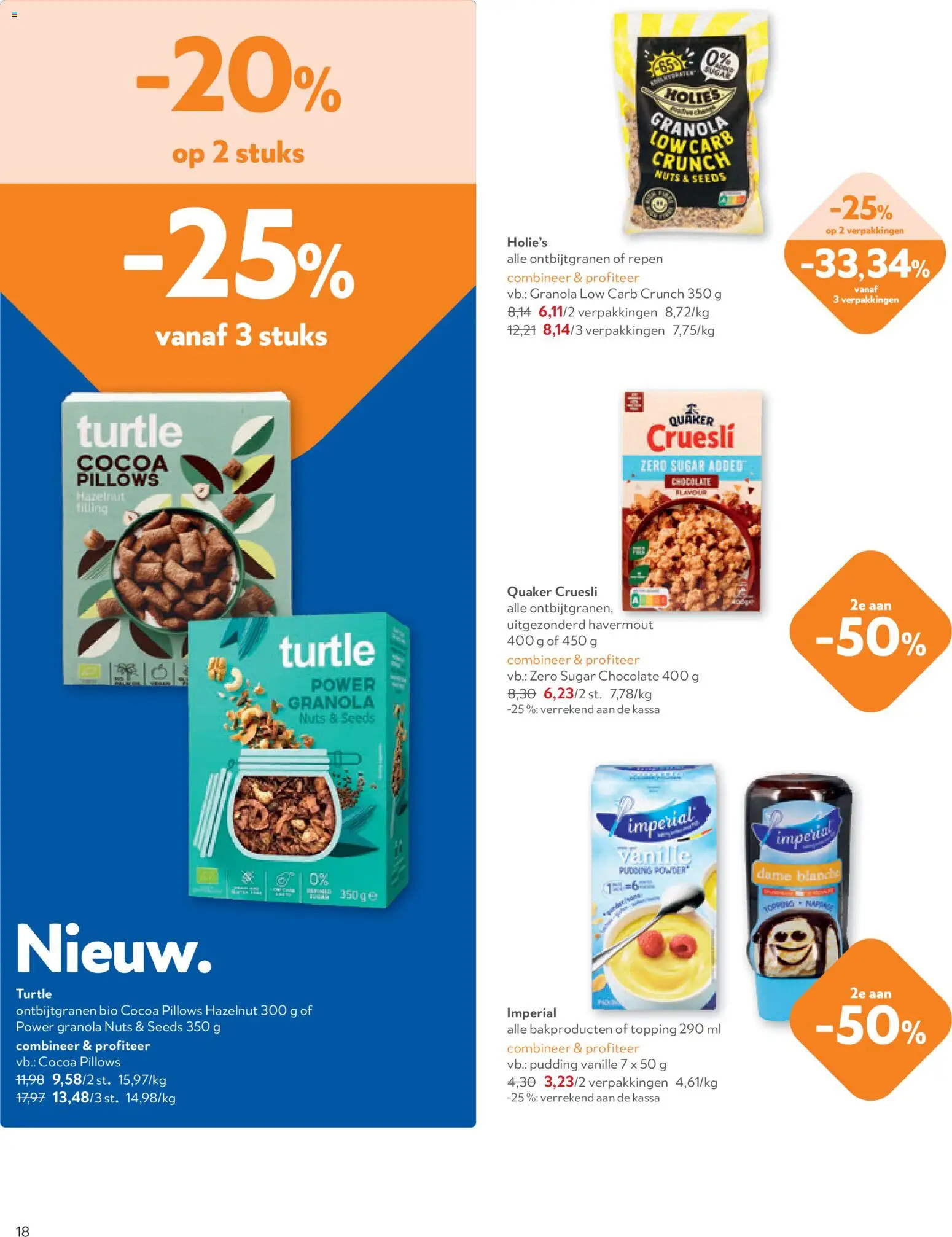 {H1} | Pagina: 18 | Producten: Pudding, Vanille, Ontbijtgranen, Repen