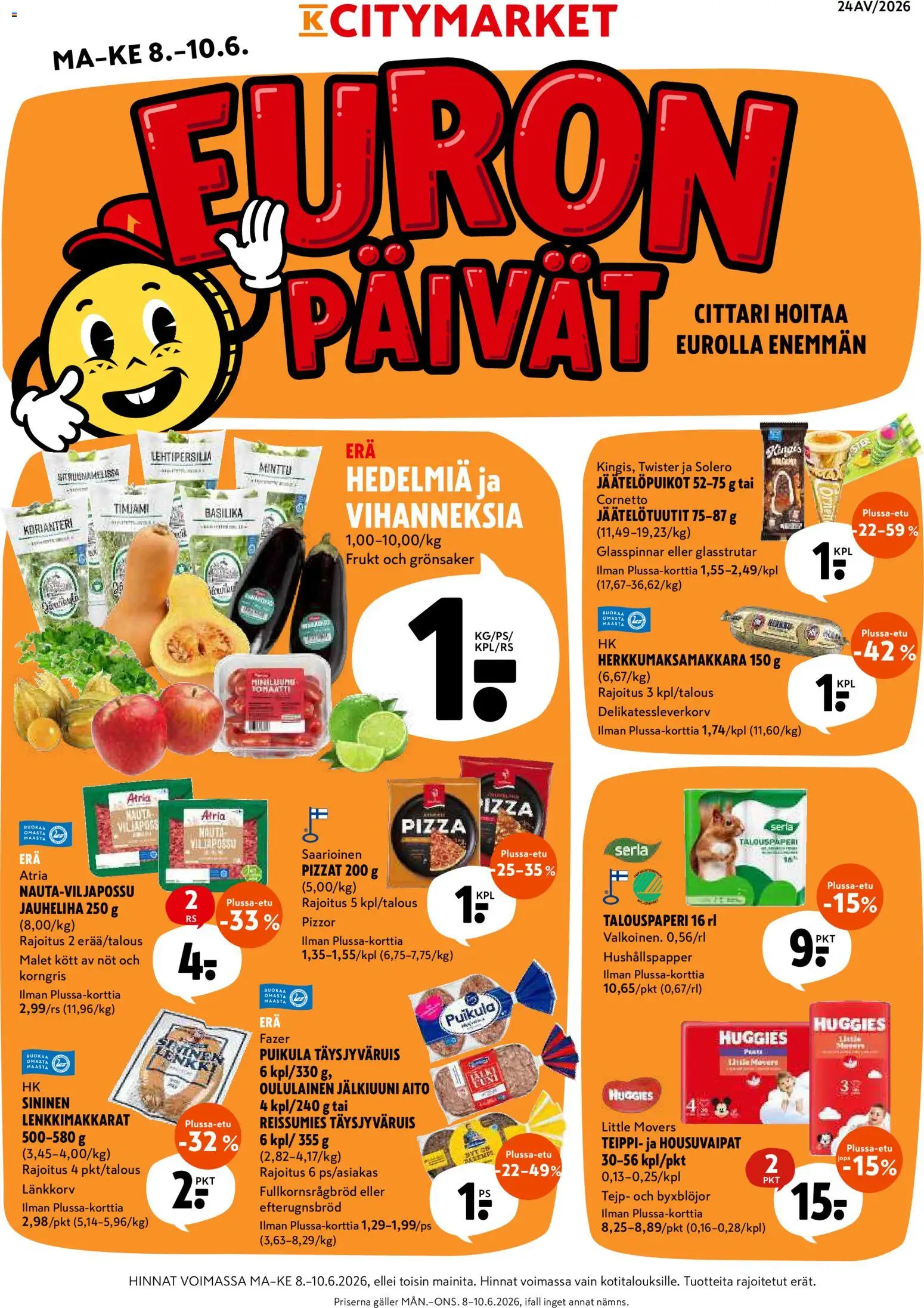 K-Citymarket tarjoukset – voimassa 08.06.2026 alkaen | Sivu: 1 | Tuotteet: Minttu, Basilika, Korianteri, Teippi