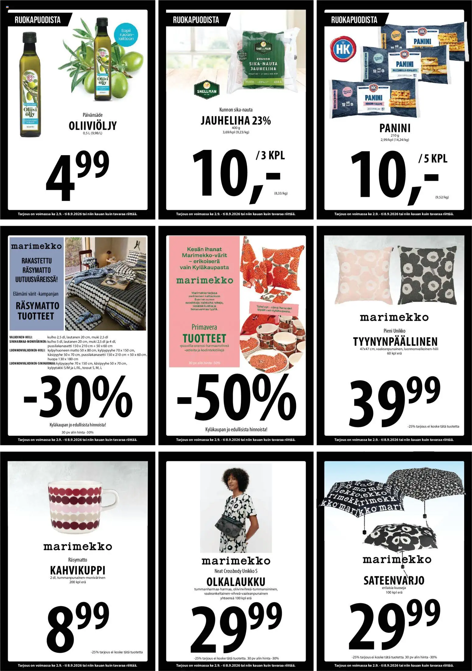 Tuuri tarjoukset – voimassa 02/09/2026 alkaen | Sivu: 10 | Tuotteet: Oliiviöljy, Sateenvarjo, Kylpyhuoneen matto, Lautanen