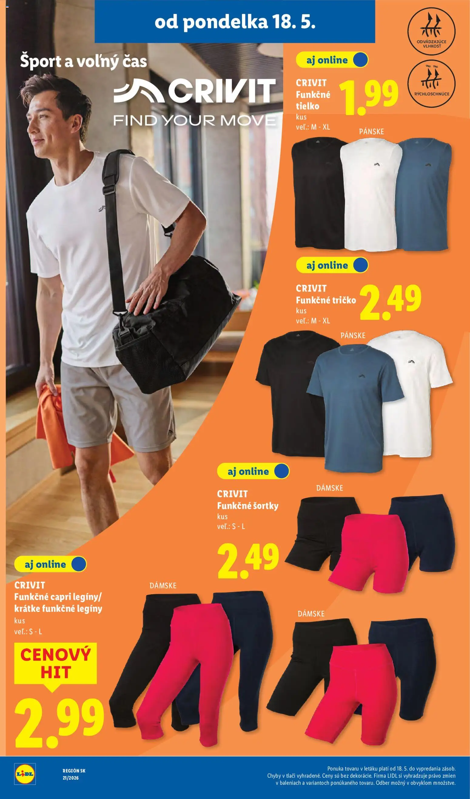 Nové Lidl akcie – leták je platný od 18.05.2026 | Strana: 46 | Produkty: Tričko, Tielko, Legíny