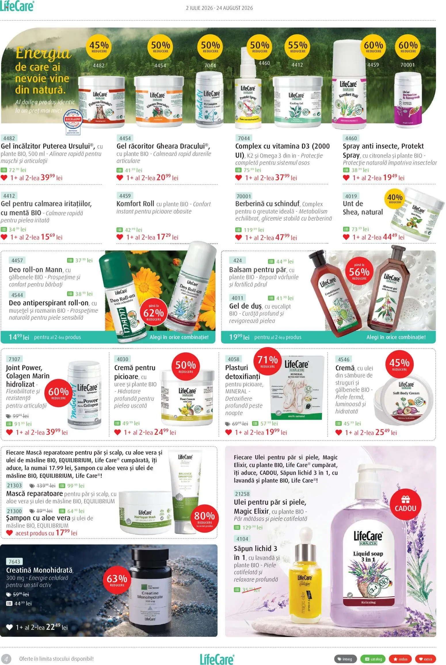 Noul catalog Life Care – valabil de la 02.07.2026 | Pagină: 4 | Produse: Bio, Antiperspirant, Pește, Săpun lichid