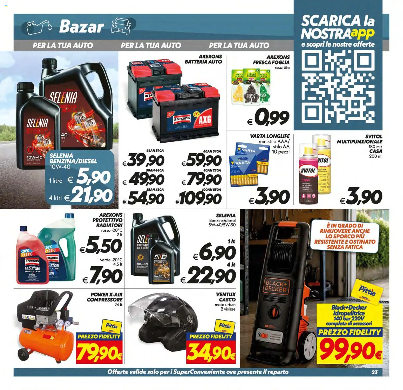 Volantino SuperConveniente del 10/07/2026 | Pagina: 23 | Prodotti: Lubrificante, Compressore, Idropulitrice, Batteria