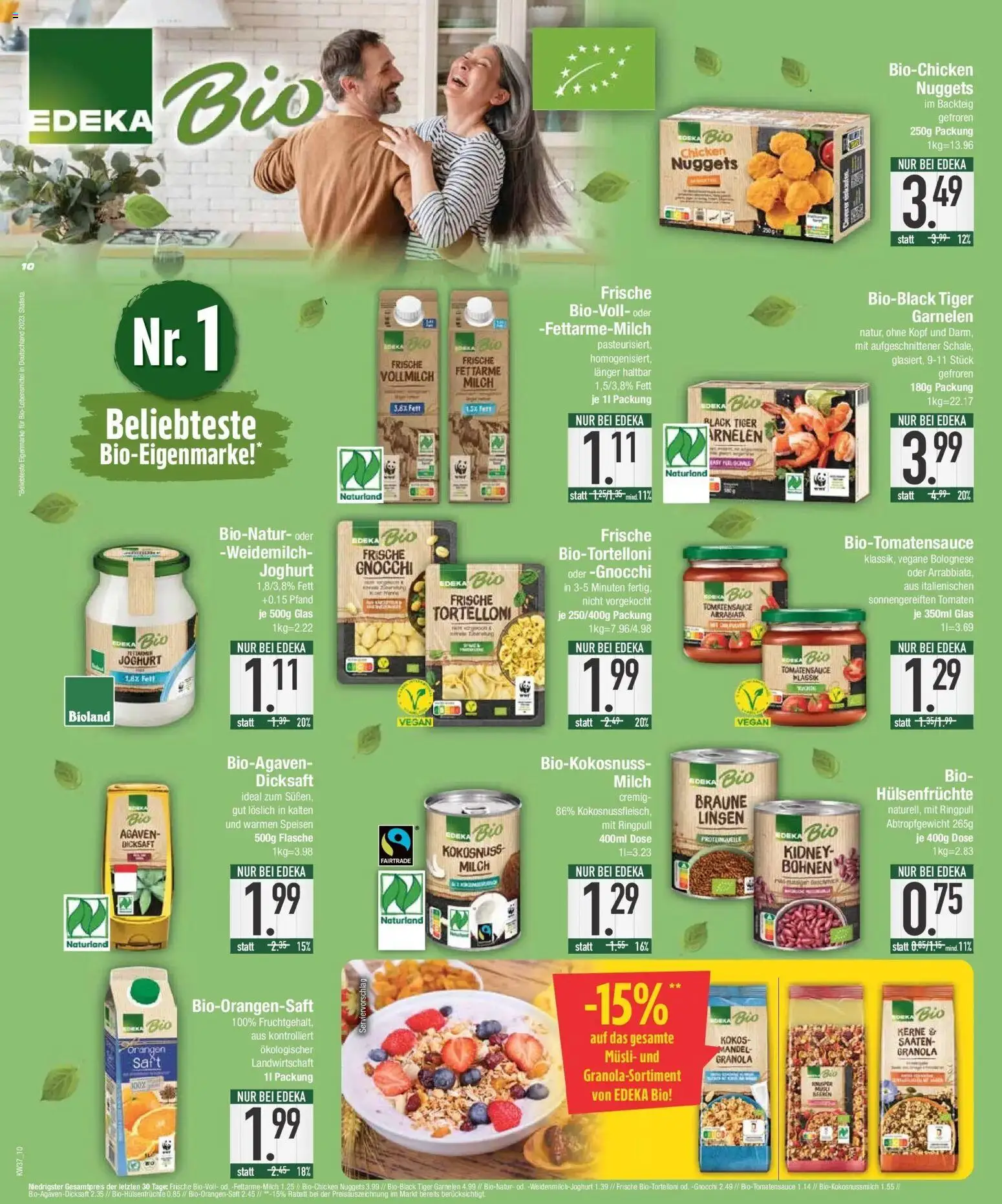 E center Prospekt München (ab 07.09.2026) zum Blättern | Seite: 10 | Produkte: Musli, Gnocchi, Milch, Saft