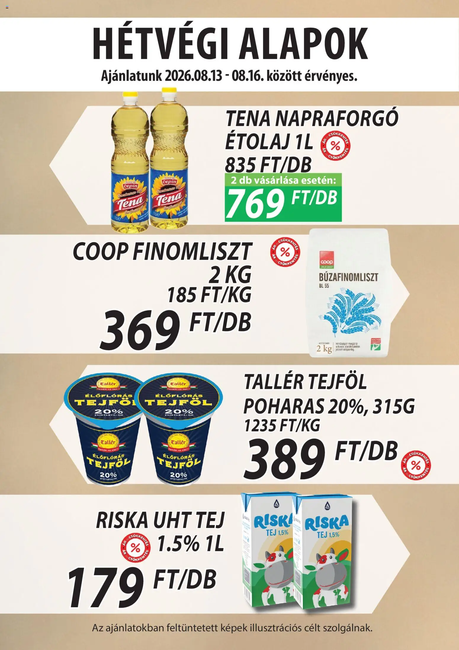 COOP Szolnok akciós ujság - amely érvényes a következő dátumtól: 2026.08.13. | Oldal: 3 | Termékek: Riska, Tej, Búzafinomliszt, Finomliszt