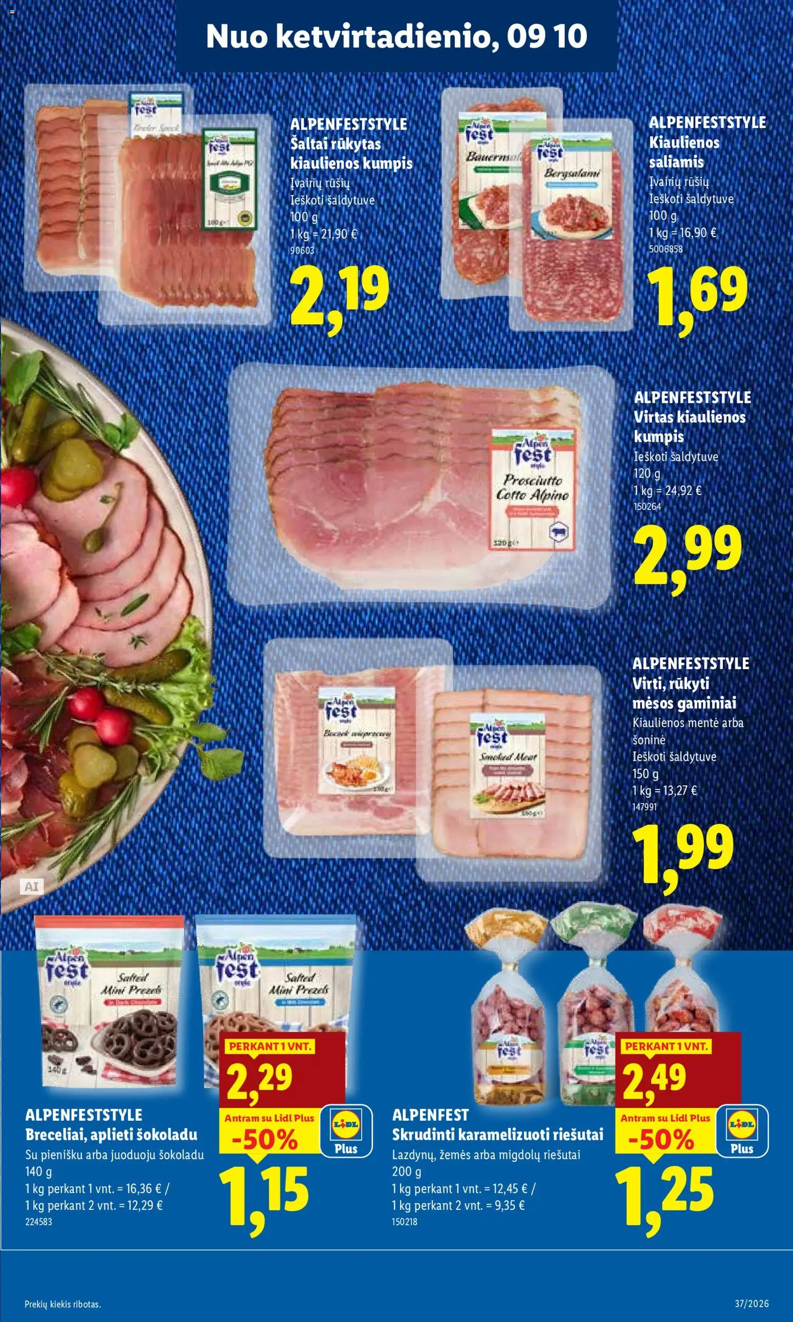 LIDL akcijos nuo 2026.09.07 | Puslapis: 23 | Prekių: Riešutai, Kiaulienos, Saliamis, Mentė