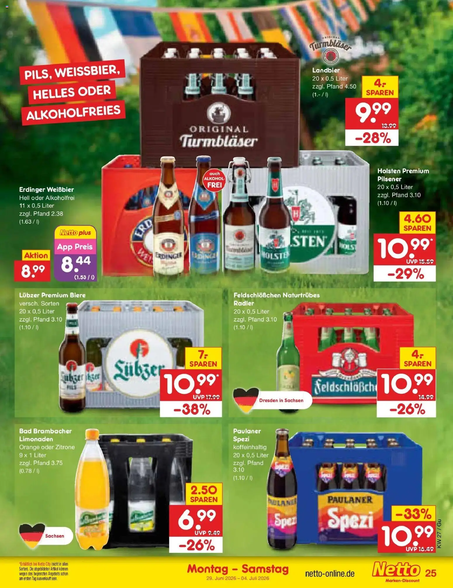Netto Marken-Discount Prospekt Augustusburg – gültig ab 29.06.2026 | Seite: 37 | Produkte: Erdinger, Bad, Lubzer, Paulaner