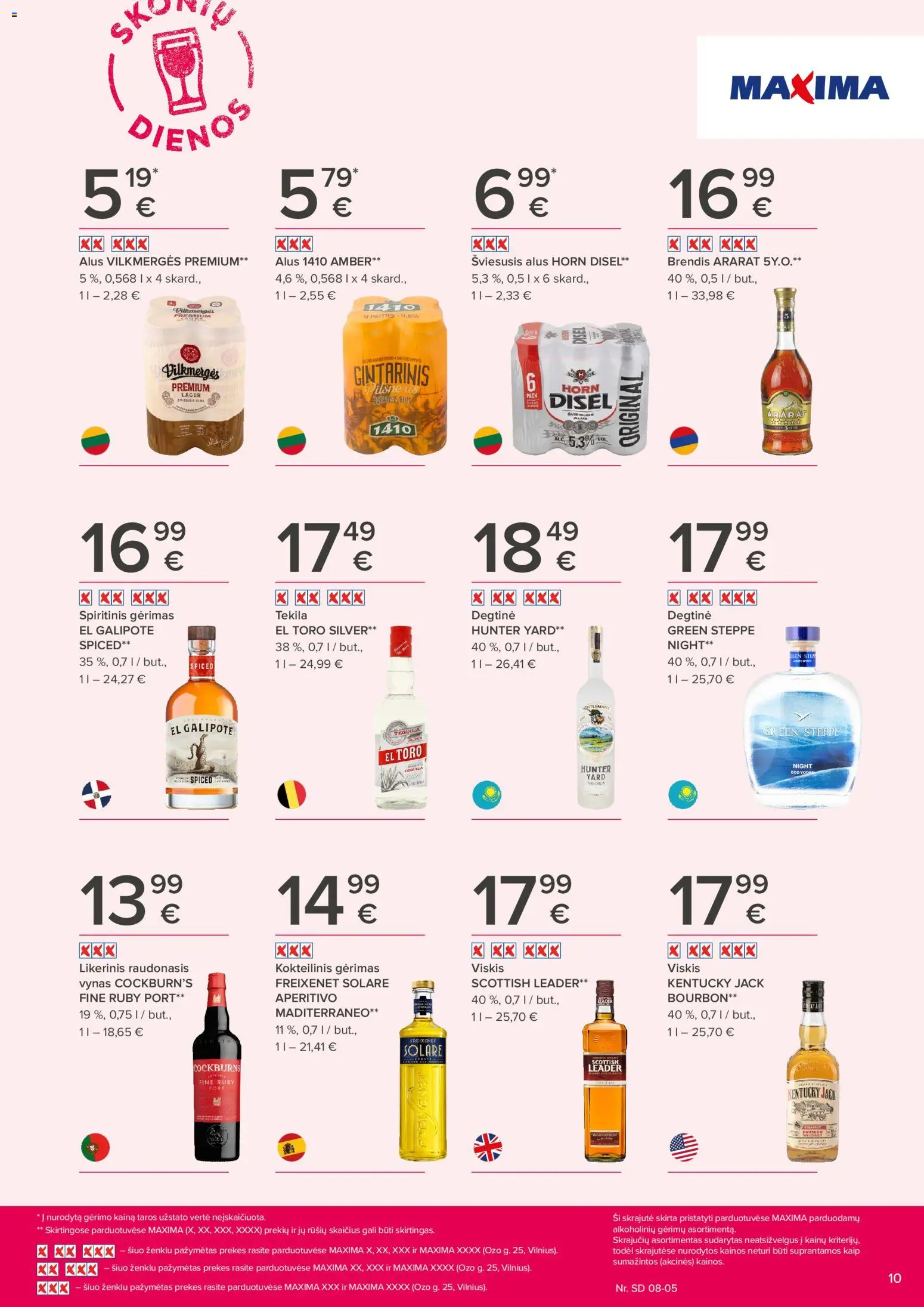 MAXIMA akcijos nuo 2026.07.23 | Puslapis: 10 | Prekių: Degtinė, Viskis, Vynas, Alus