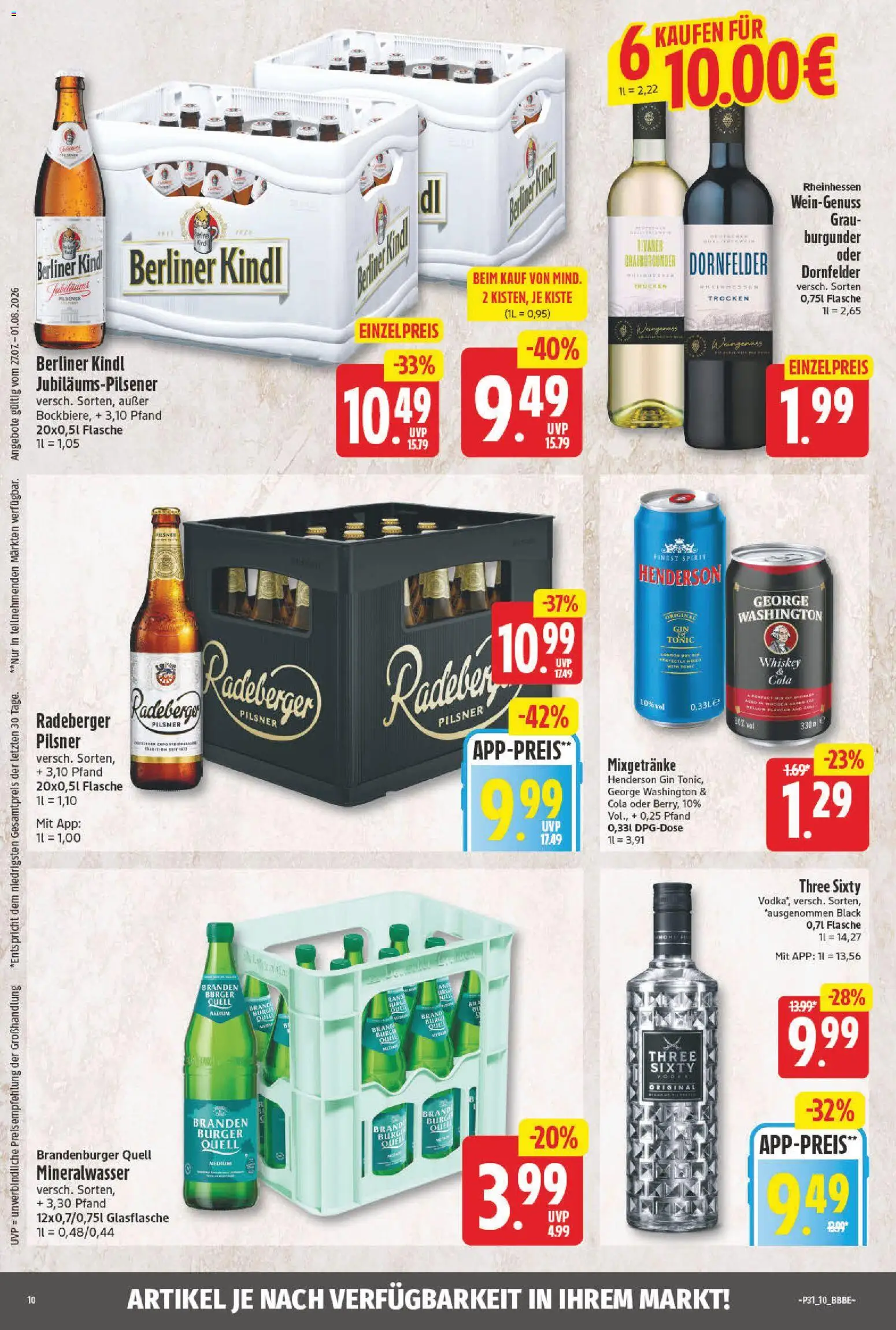 NP Discount Prospekt – gültig ab 27.07.2026 | Seite: 10 | Produkte: Berliner, Cola, Burger, Whiskey