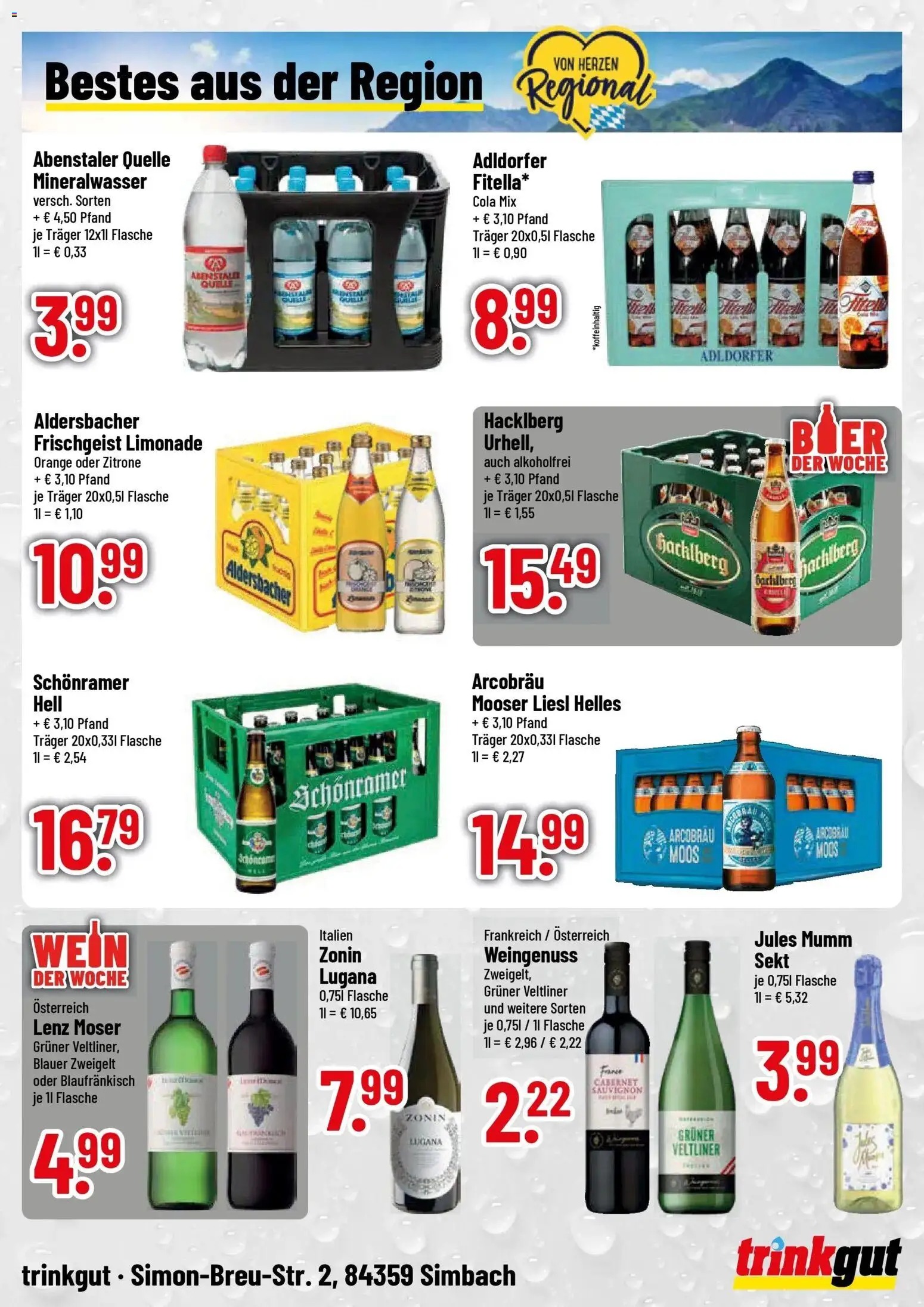 Trinkgut Prospekt Simbach/Inn – gültig ab 26.10.2026 | Seite: 4 | Produkte: Limonade, Jules mumm, Mineralwasser, Zitrone