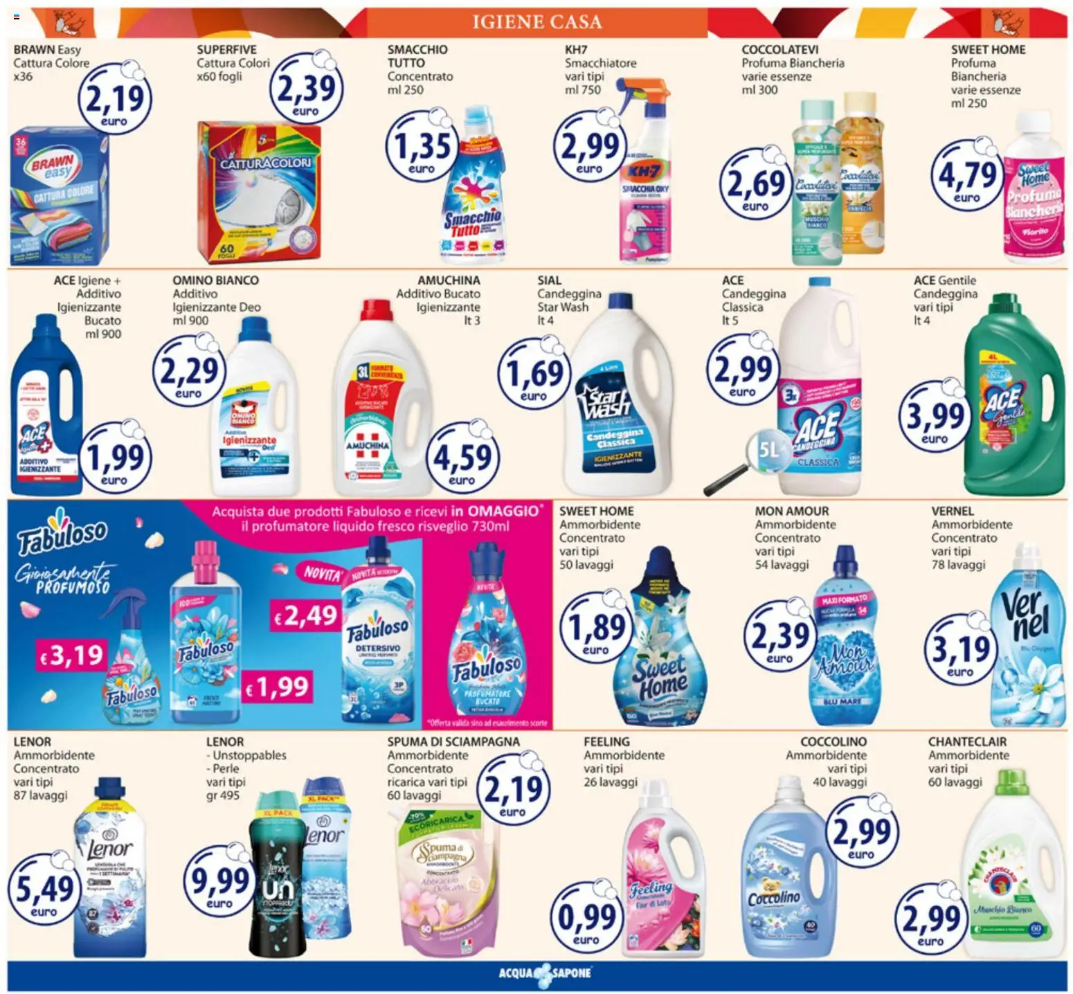 Volantino Acqua e Sapone del 24/08/2026 | Pagina: 19 | Prodotti: Sapone, Ammorbidente, Smacchiatore, Loto