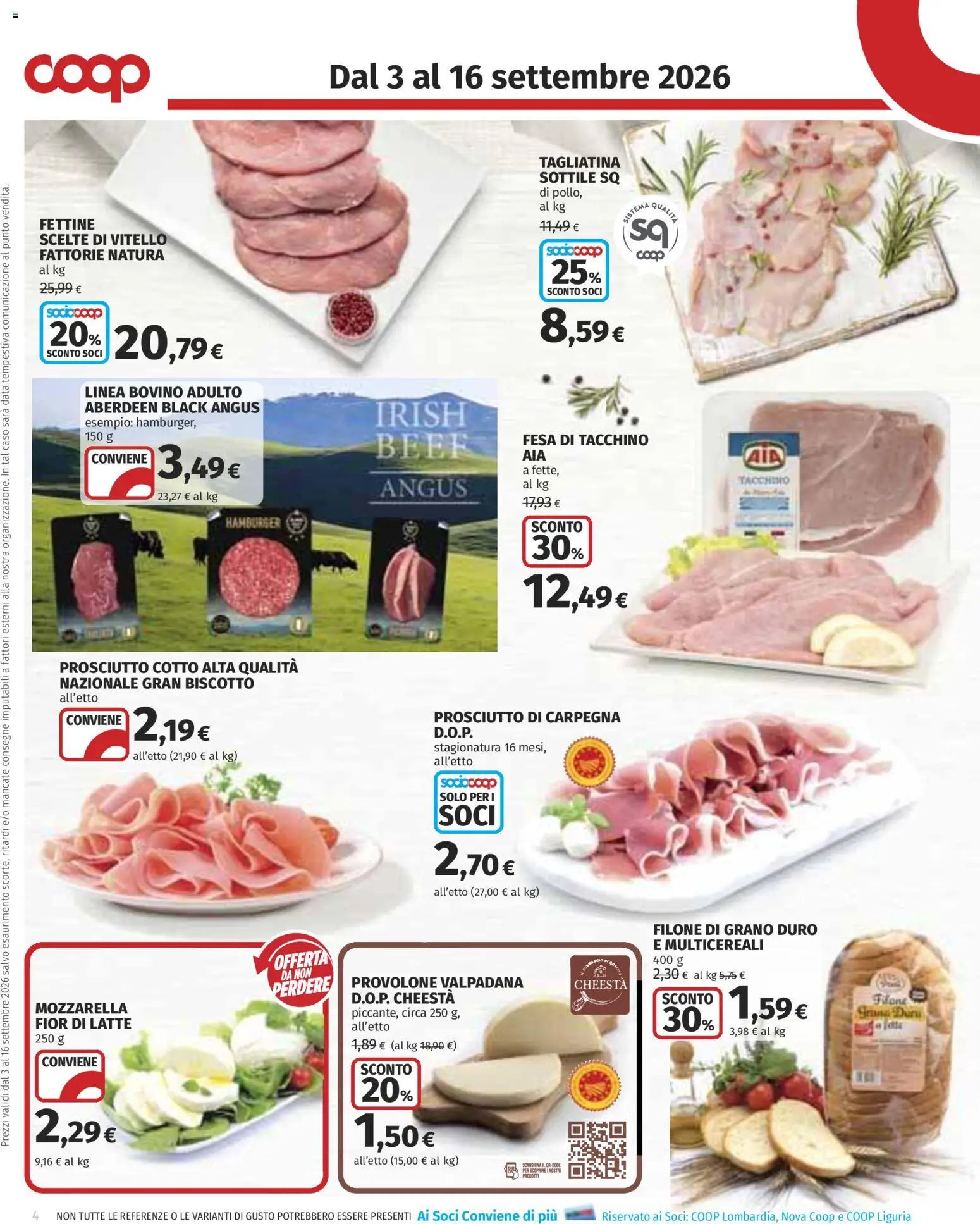 Volantino COOP del 03/09/2026 | Pagina: 4 | Prodotti: Prosciutto Cotto, Tacchino, Prosciutto, Data