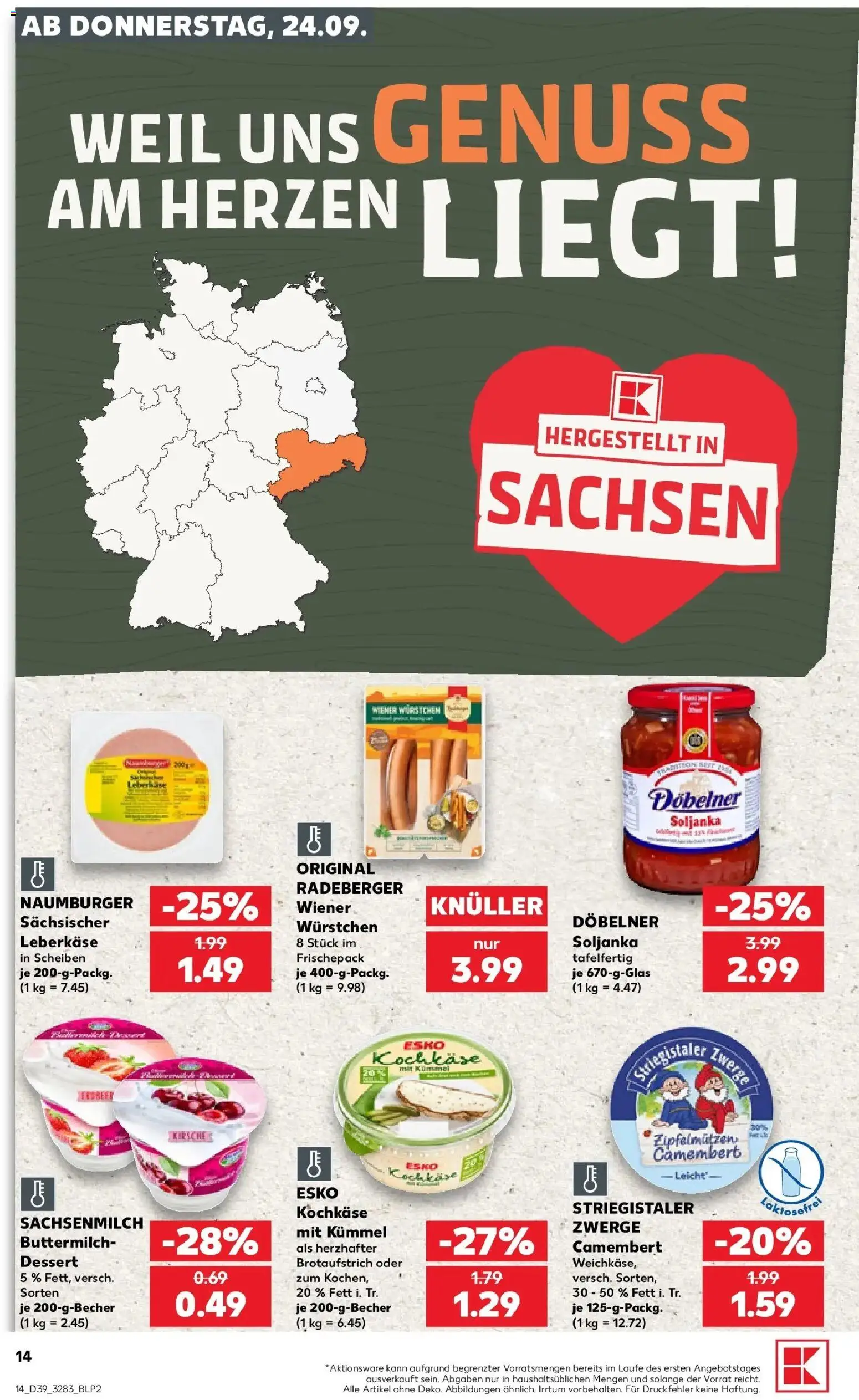 Prospekt Kaufland ab 21.09.2026 » Angebote Online zum Blättern | Seite: 17 | Produkte: Wiener wurstchen, Käse, Camembert, Leberkase