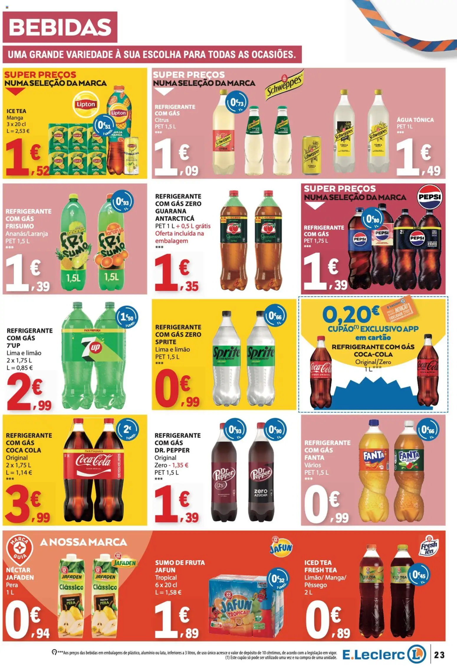 E.Leclerc folheto │ válido de 29/10/2026 | Página: 23 | Produtos: Agua, Pepsi, Fanta, Pepsi Zero