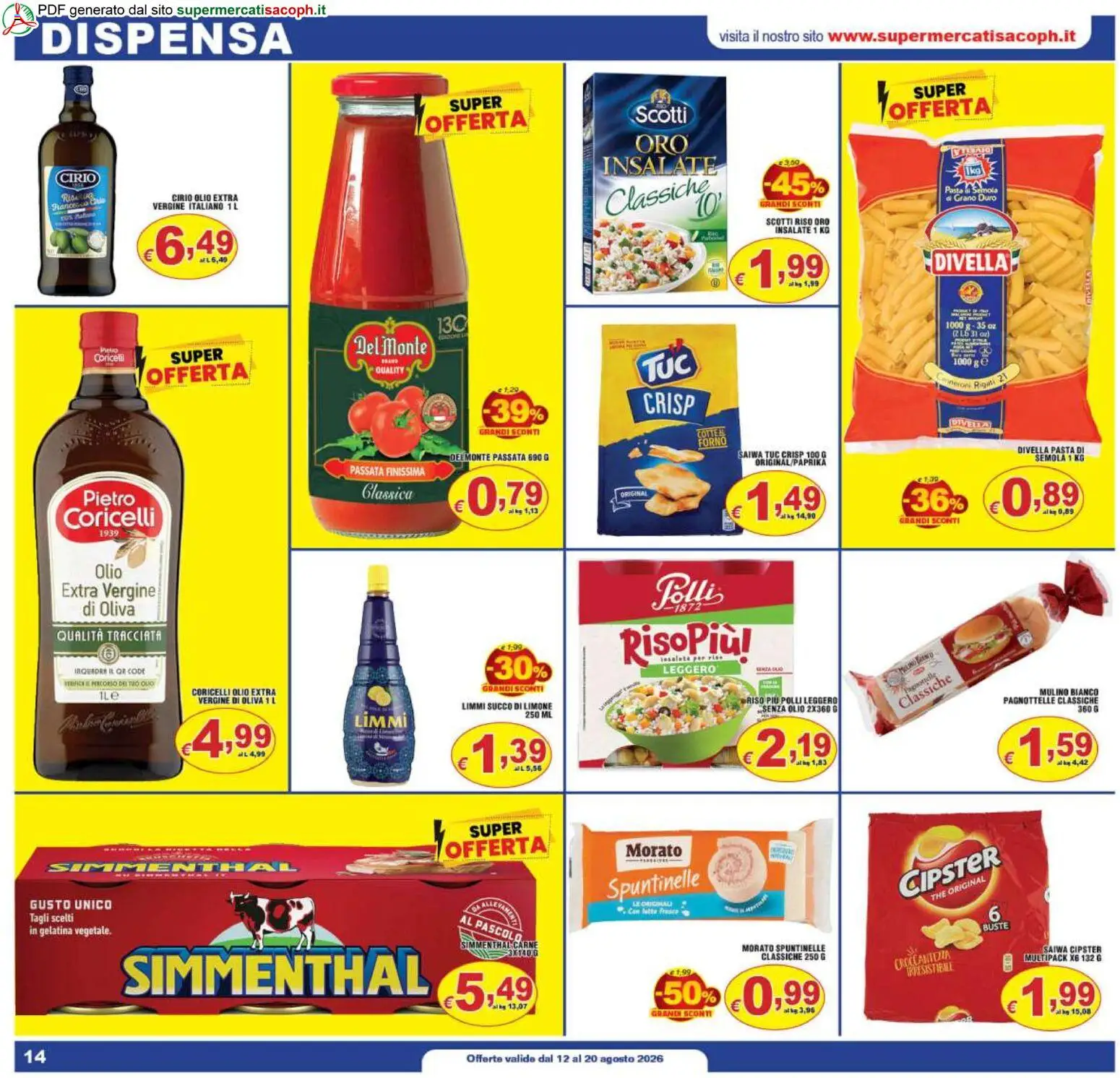 Volantino Sacoph del 12/08/2026 | Pagina: 14 | Prodotti: Riso, Olio, Succo di limone, Carne