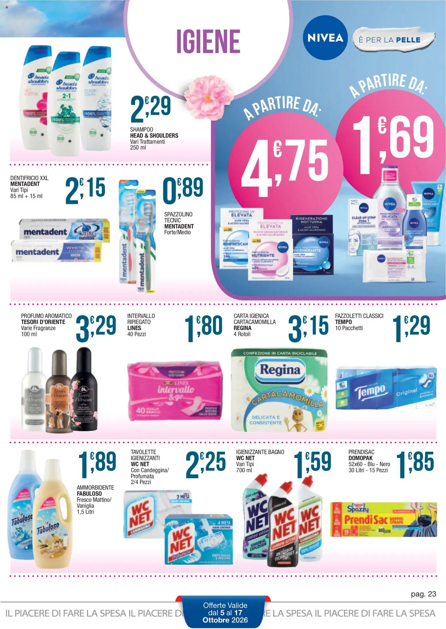 Volantino Sidis del 05/10/2026 | Pagina: 23 | Prodotti: Vaniglia, Head & Shoulders, Dentifricio, WC