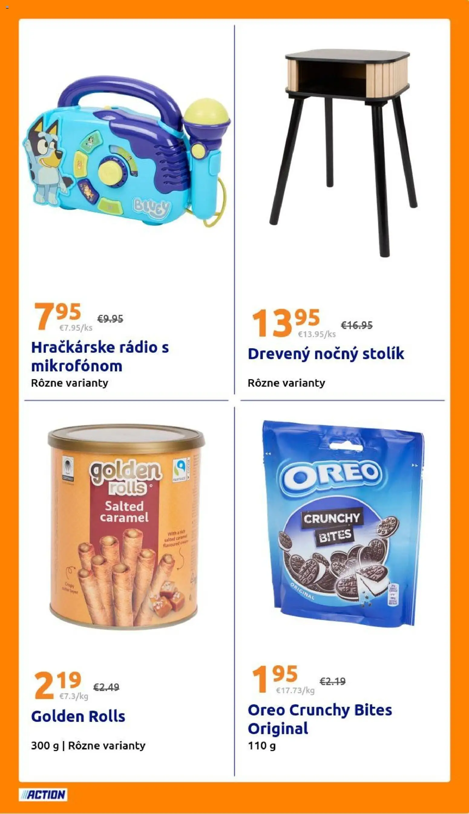 Nové Action akcie – leták je platný od 28.10.2026 | Strana: 33 | Produkty: Nočný stolík, Stolík, Oreo