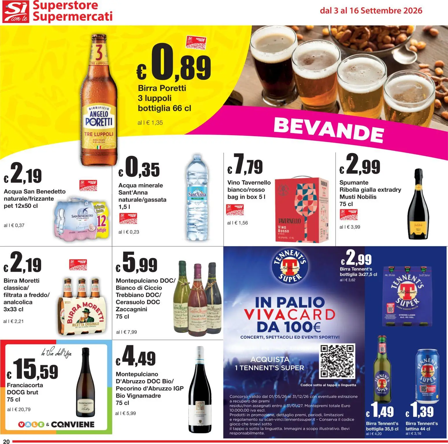 Volantino Sì con Te del 03/09/2026 | Pagina: 20 | Prodotti: Bevande, Gioco, Acqua minerale, Bottiglia