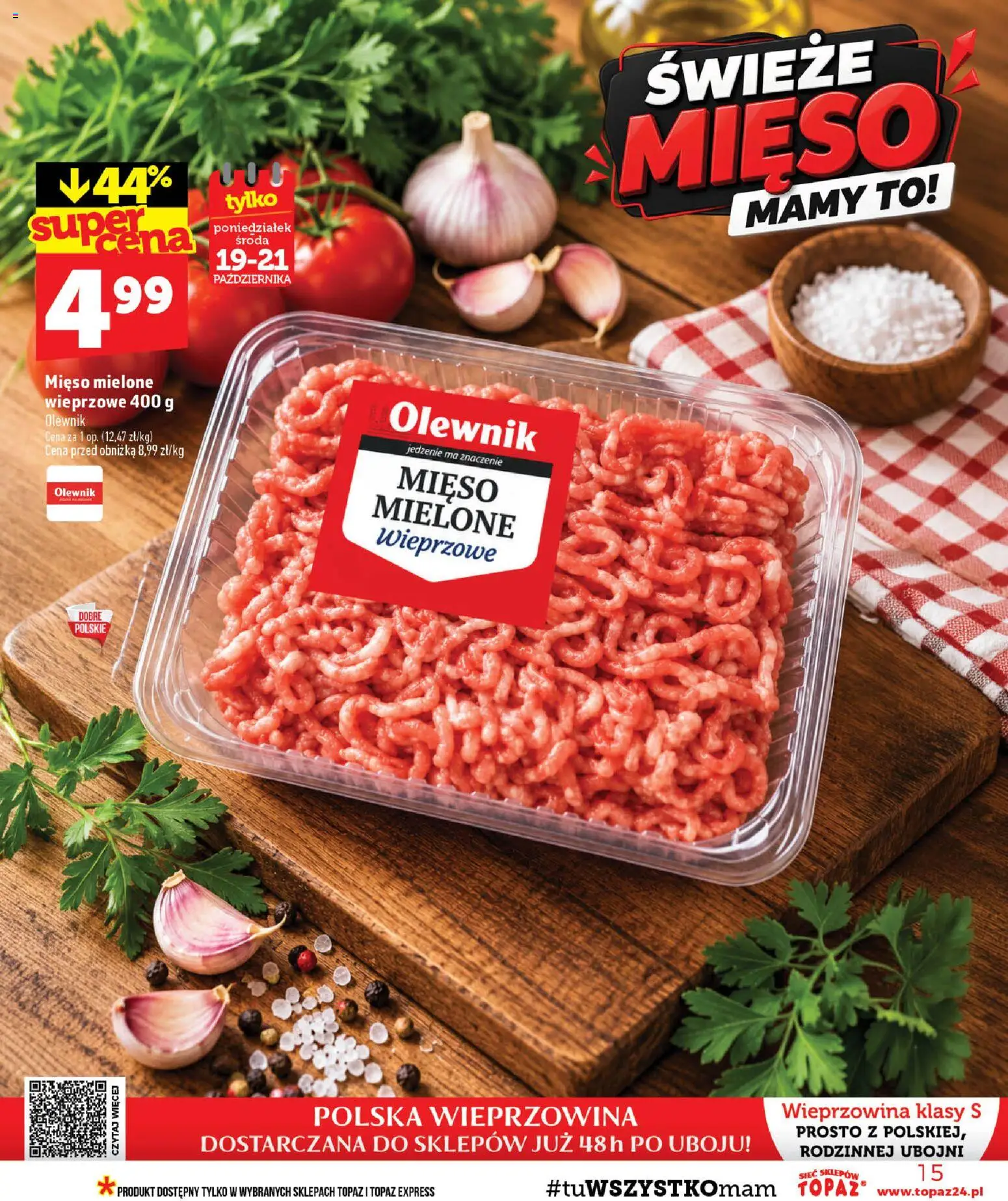 Topaz gazetka - MAZ od 15.10.2026 | Strona: 15 | Produkty: Mięso, Mięso mielone, Wieprzowina