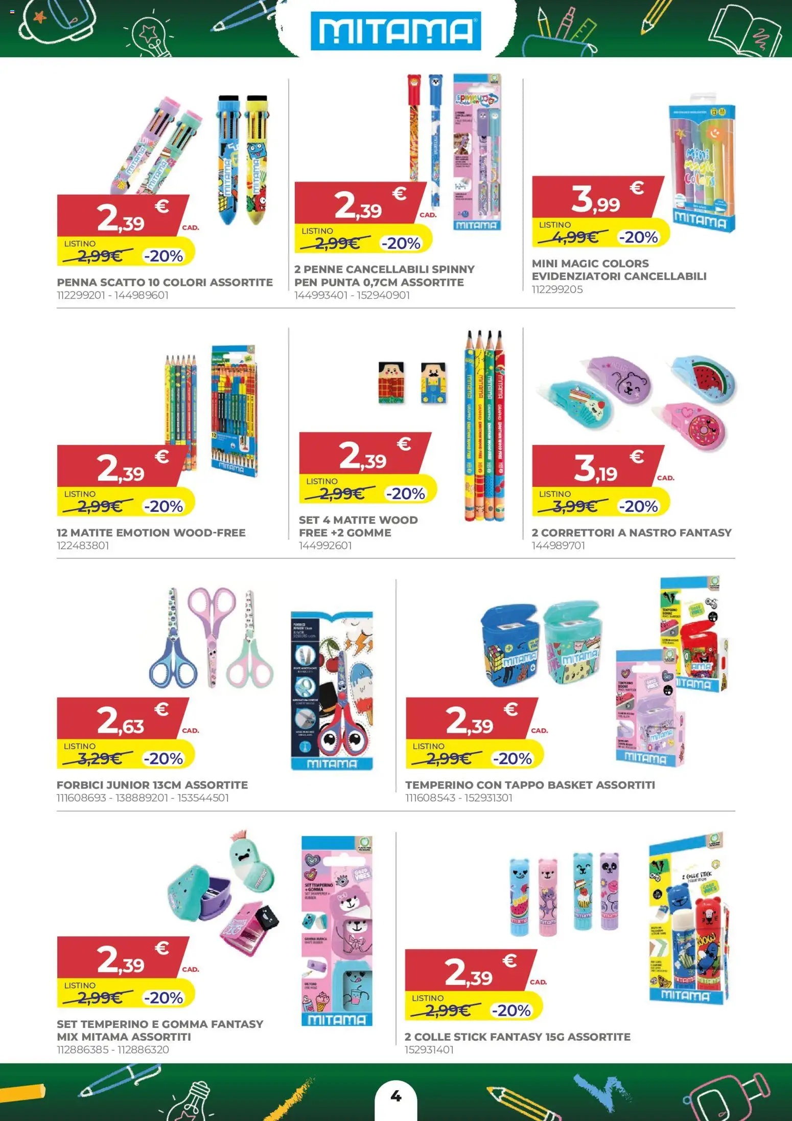 Volantino Toys Center del 27/08/2026 | Pagina: 4 | Prodotti: Temperino, Penne
