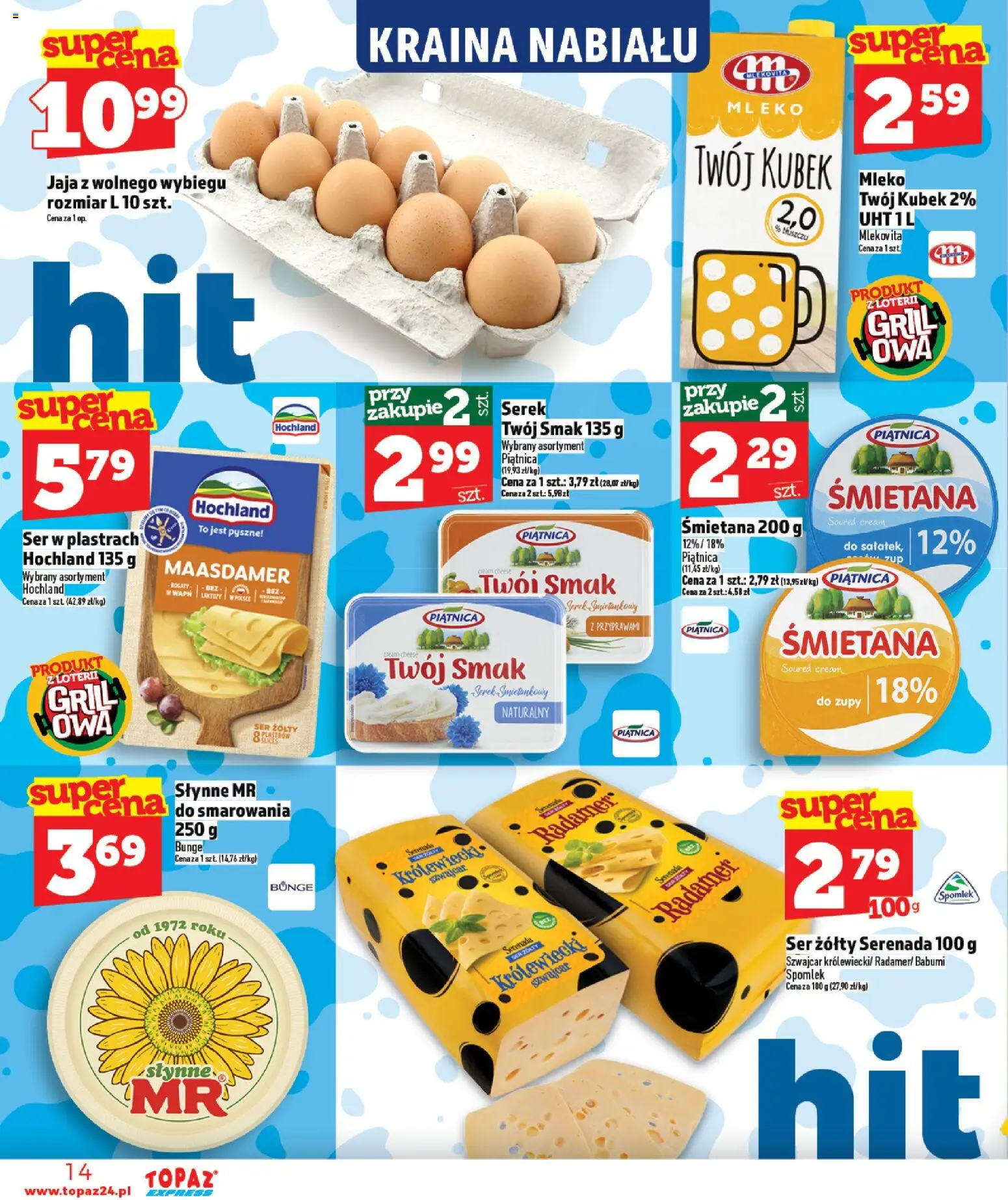 Topaz gazetka - Express od 16.04.2026 | Strona: 14 | Produkty: Ser żółty, Mleko, Ser, Jaja